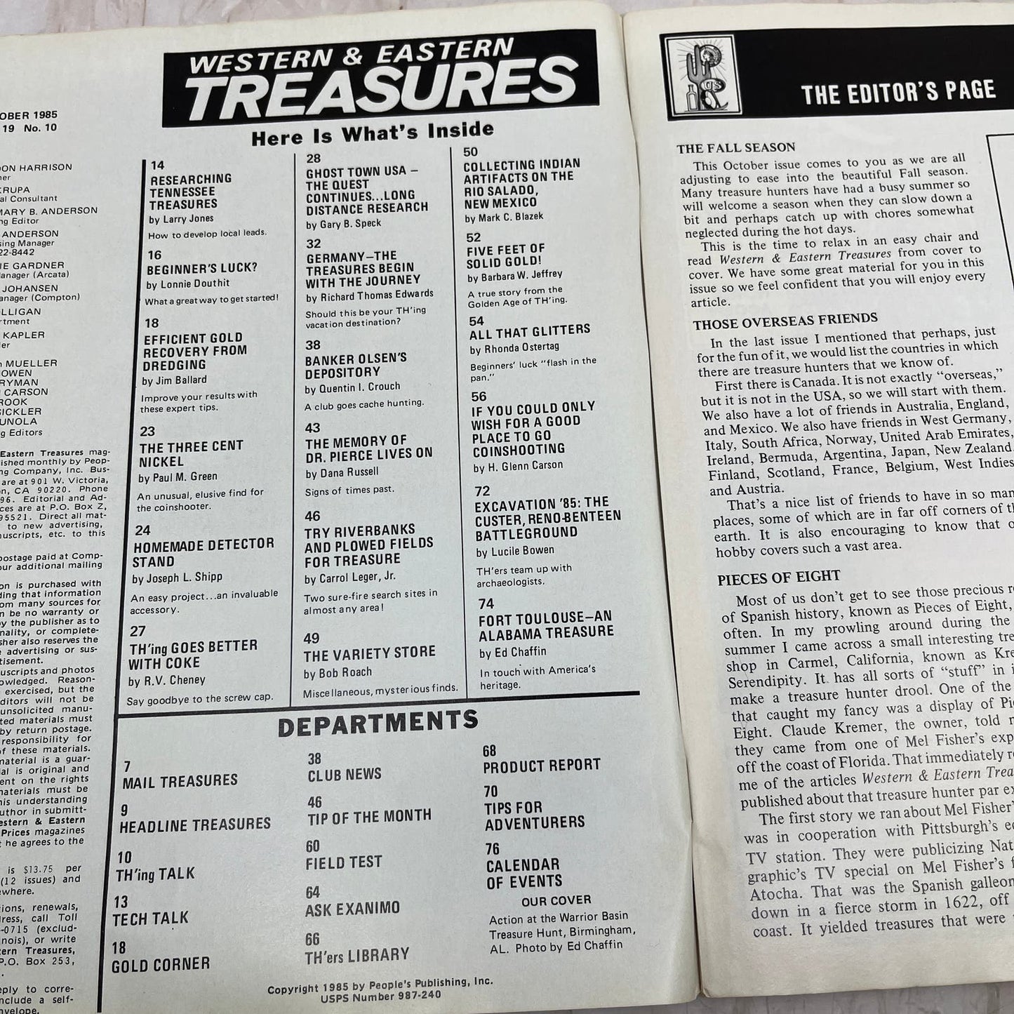 1985 Oct - Western & Eastern Treasures Magazine - Treasure Hunting Gold M12