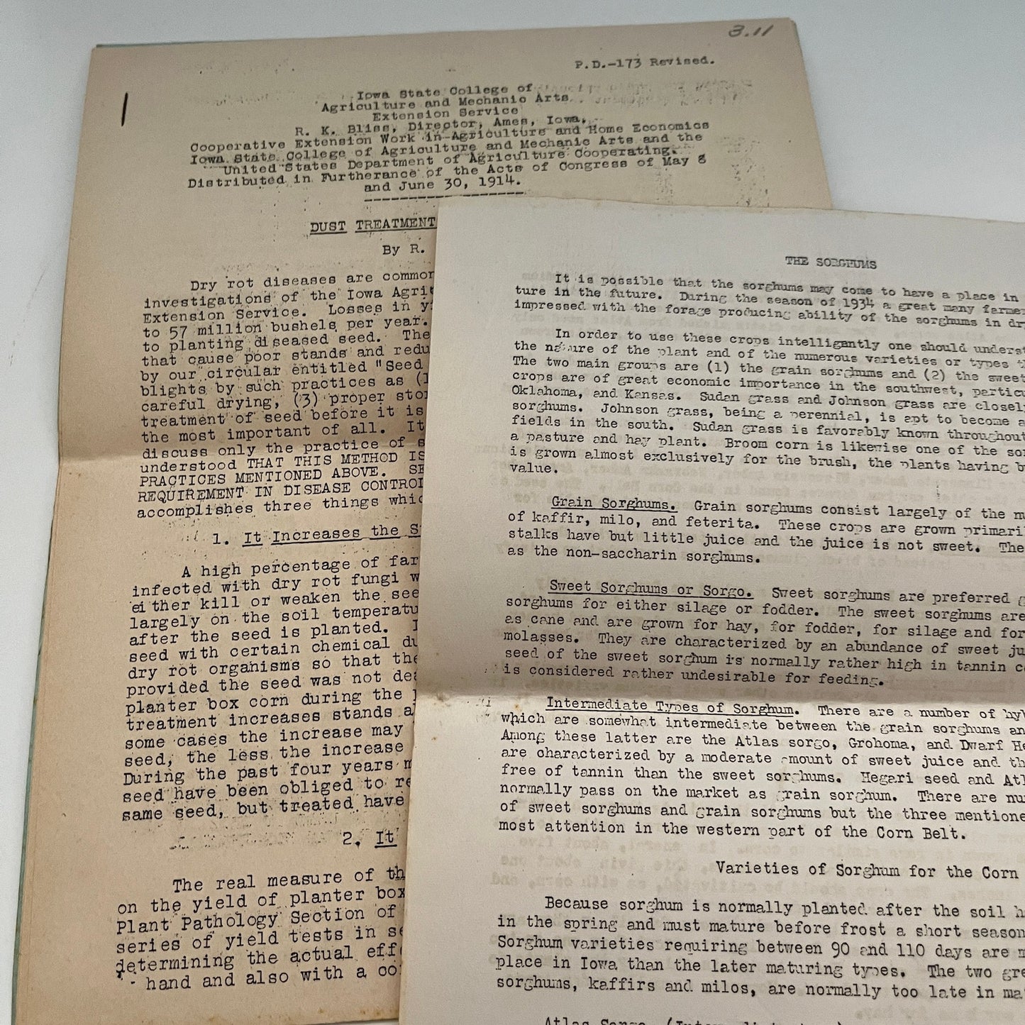 Diseases of Seed Corn & Their Control RH Porter 1914 Iowa Farm Bulletin TK2-XB5