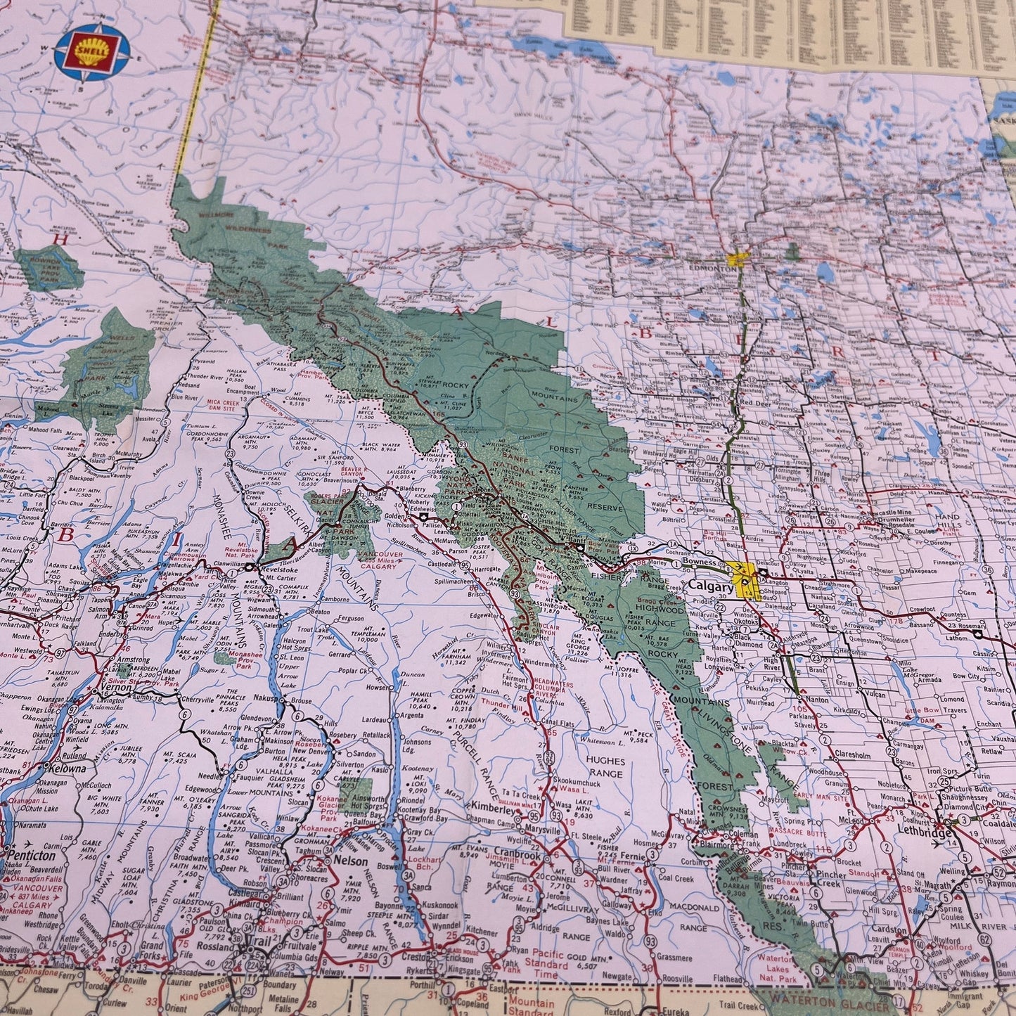 1968 Shell Western Provinces British Columbia Alberta Travel Fold Map TH2-MP1