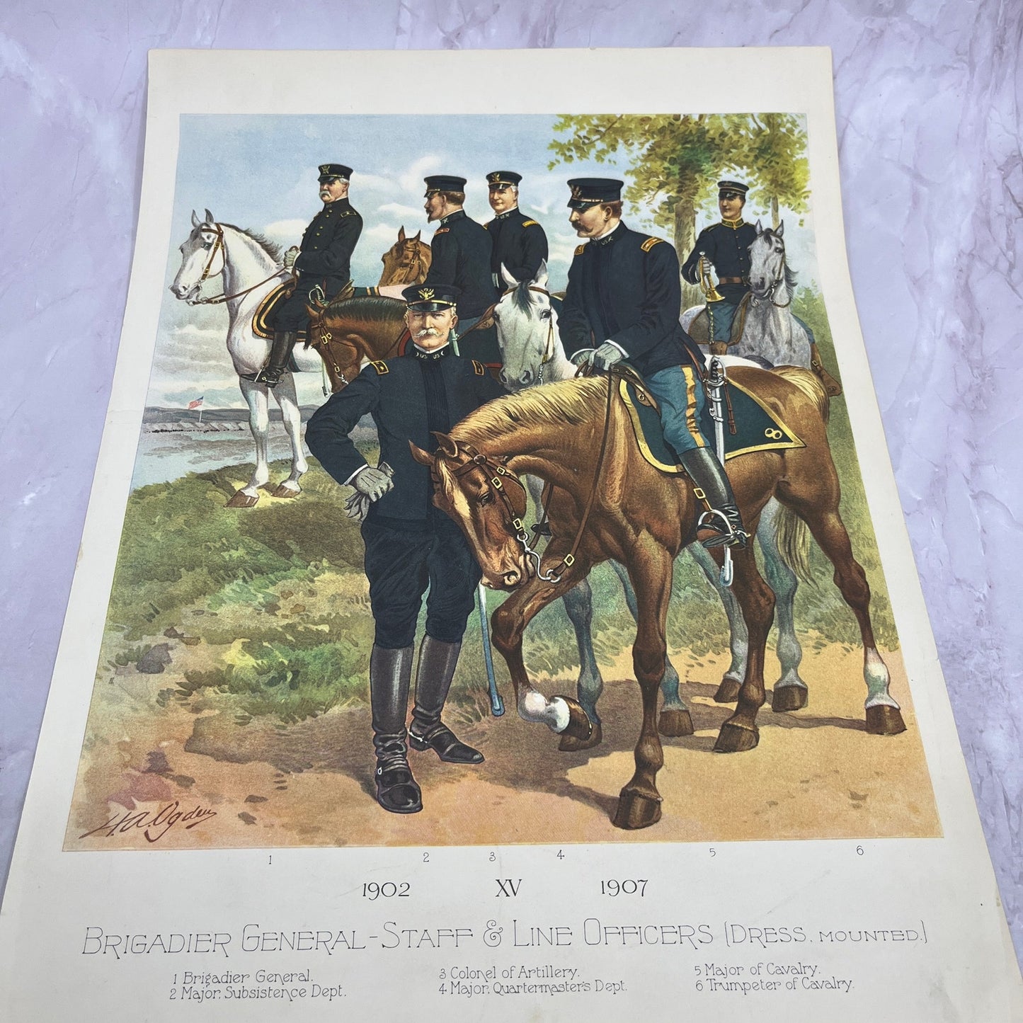Brigadier General Staff & Line Officers c1910 H.A. Ogden Lithograph 12x16" FL1