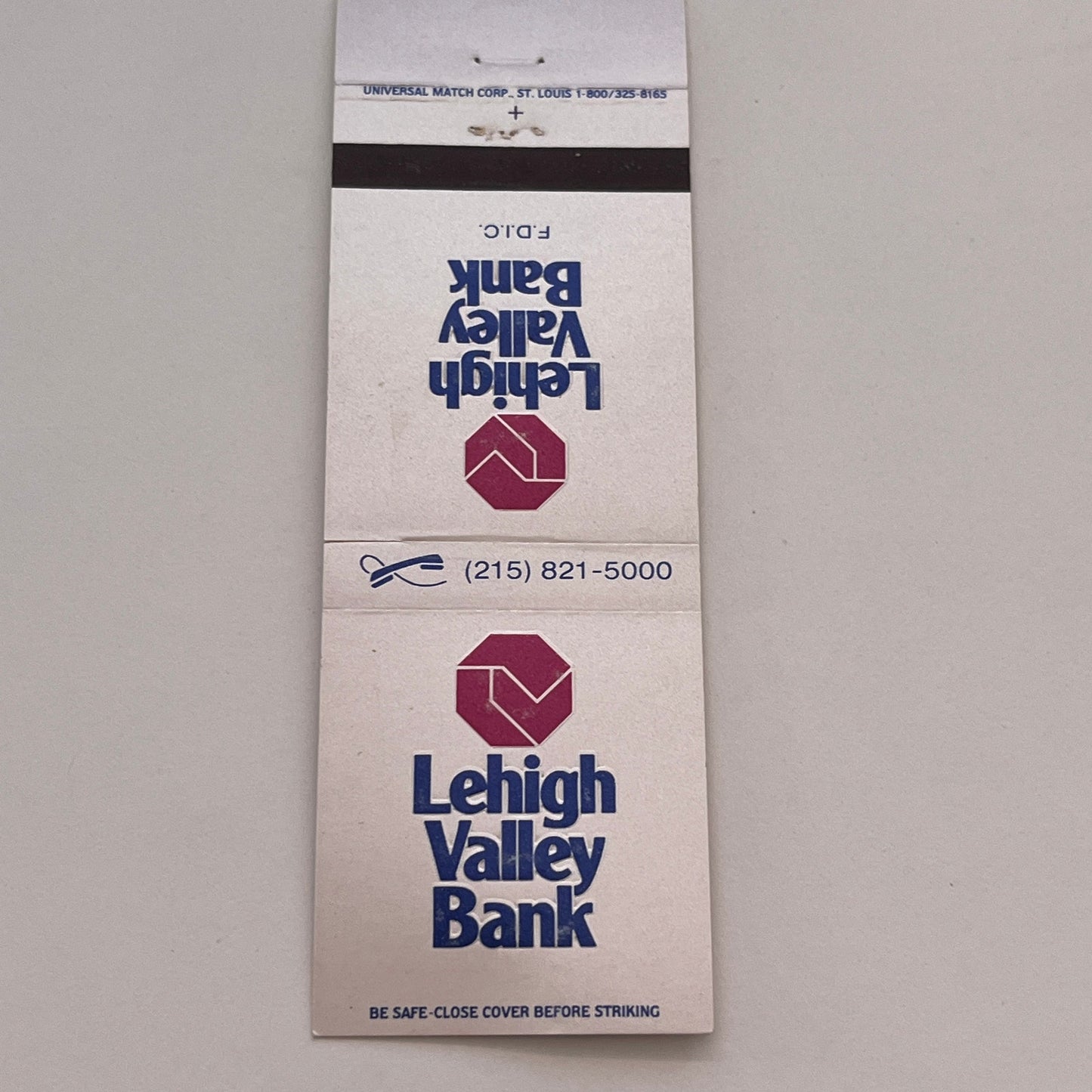 Lehigh Valley Bank FDIC Vintage Matchbook Cover TB6-MB2-3