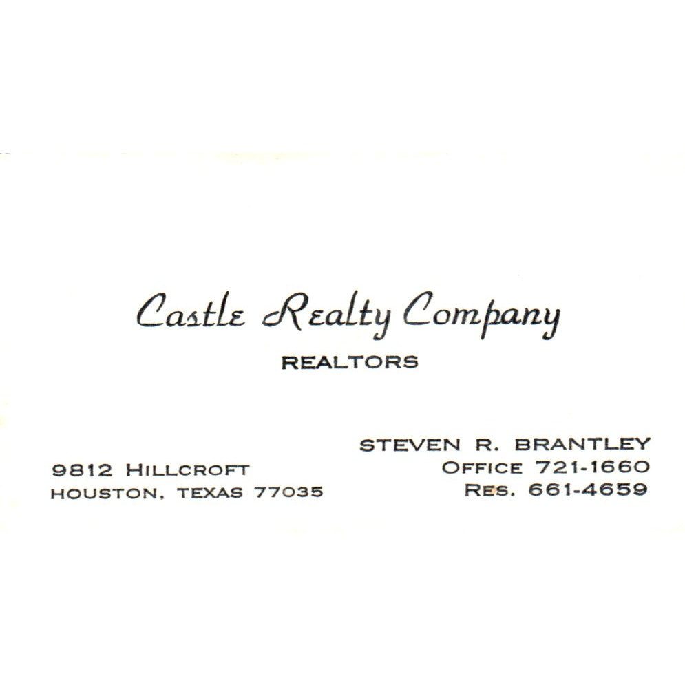 Steven R. Brantley Castle Realty Company Houston TX Vintage Business Card SD8-B1