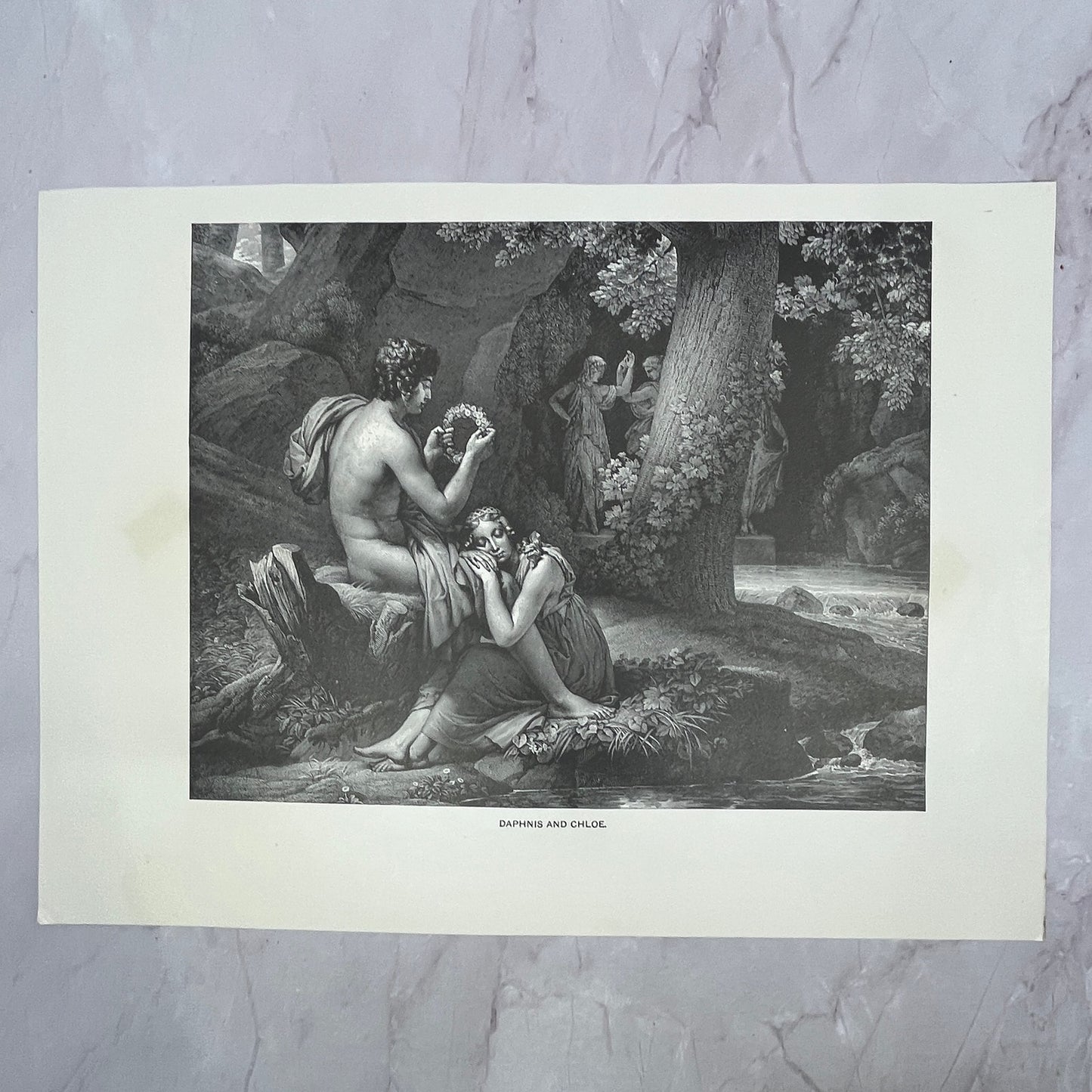 Daphnis and Chloe Antique 8.5x11.5" Engraving Art Print V20