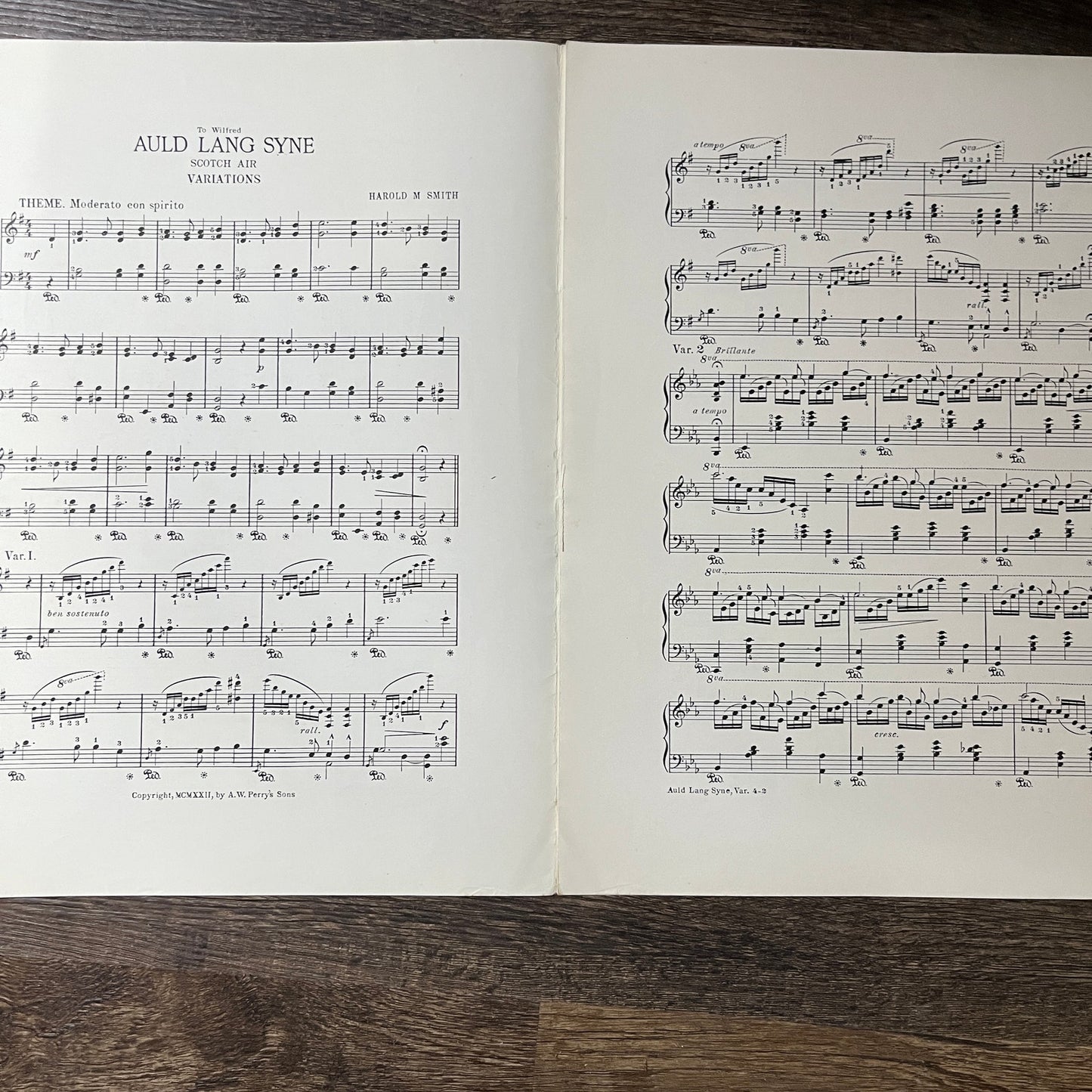 Auld Lang Syne Scotch Air Variations Harold M Smith 1922 Sheet Music V13