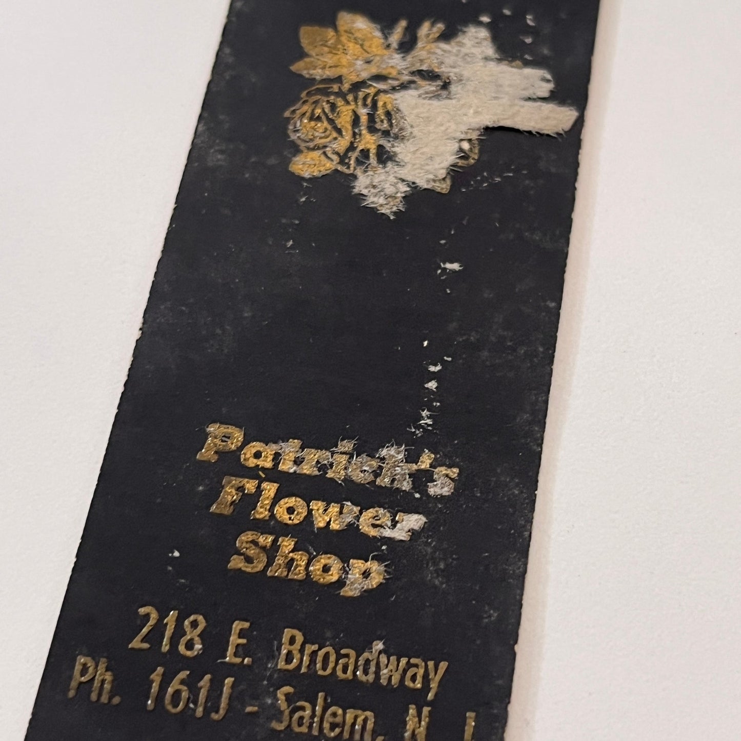 Patricia's Flower Shop Salem NJ Vintage Matchbook Cover TB6-MB1-15