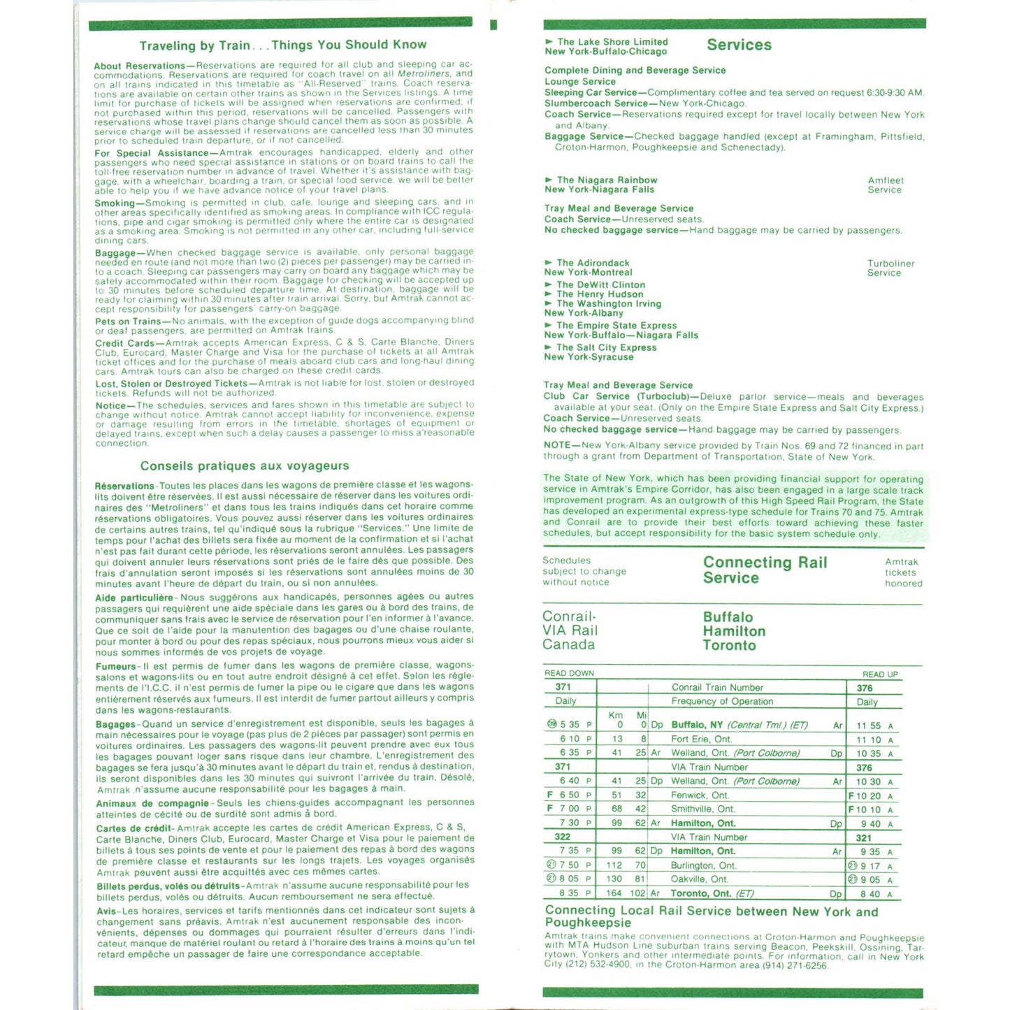 1979 Amtrak Train Timetables New York State/Montreal Routes AE9-X2