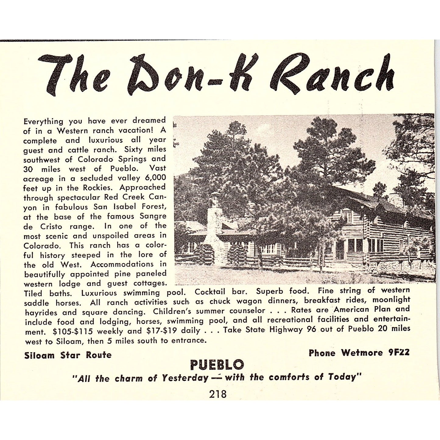 The Don-K Ranch Pueblo, Circle M Motel Ouray CO 1958 Ad AG1-H2