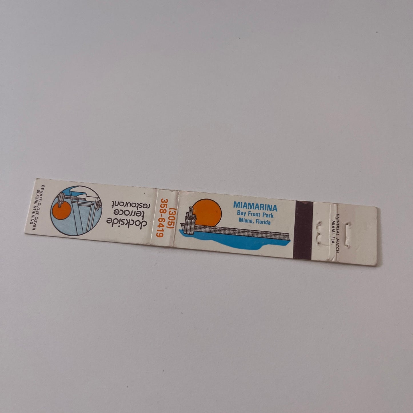 Dockside Terrace Restaurant Miamarina Bayfront Park Miami FL Matchbook TB6-MB2-9