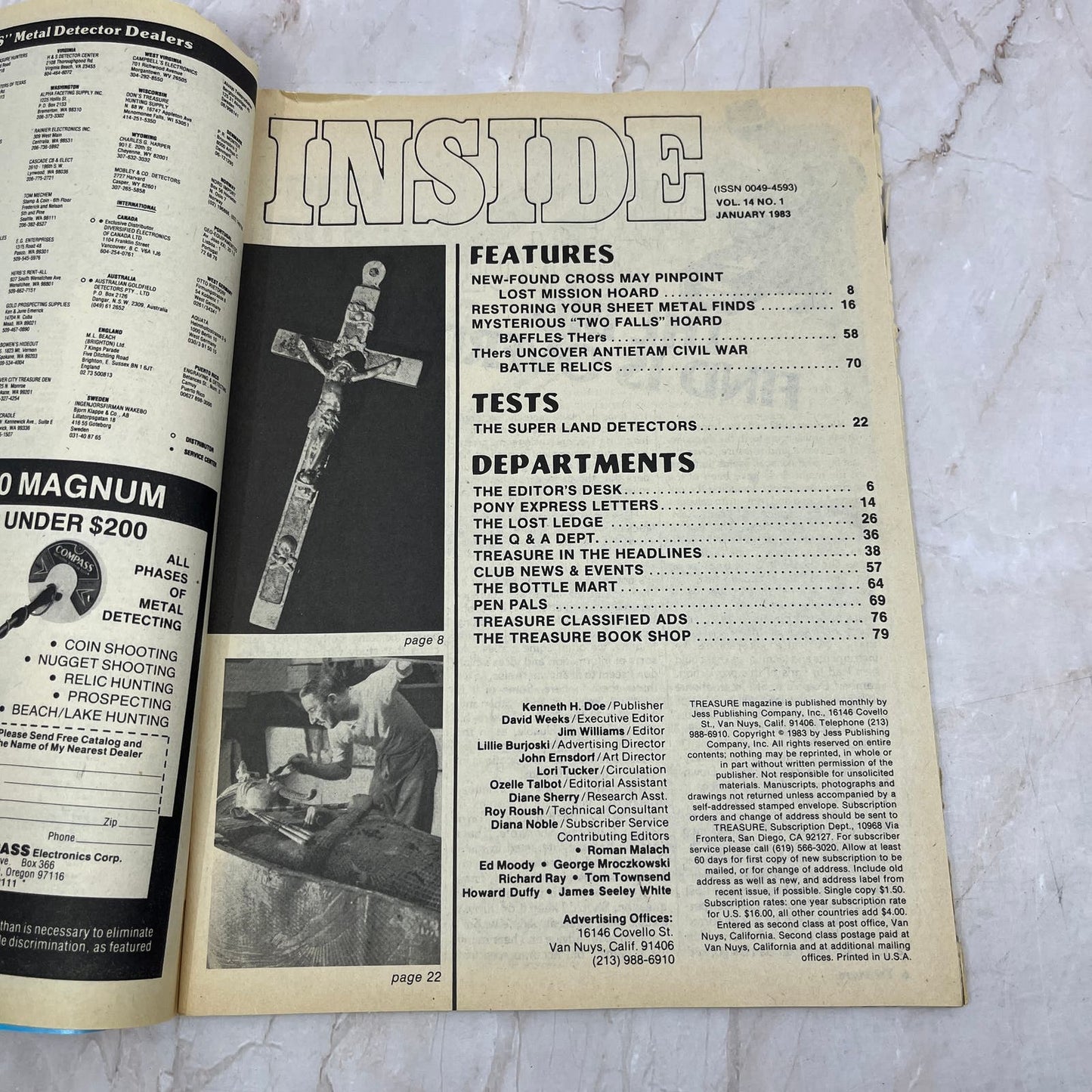 1983 Jan - Treasure Magazine - Treasure Hunting Metal Detecting Gold Coins M10