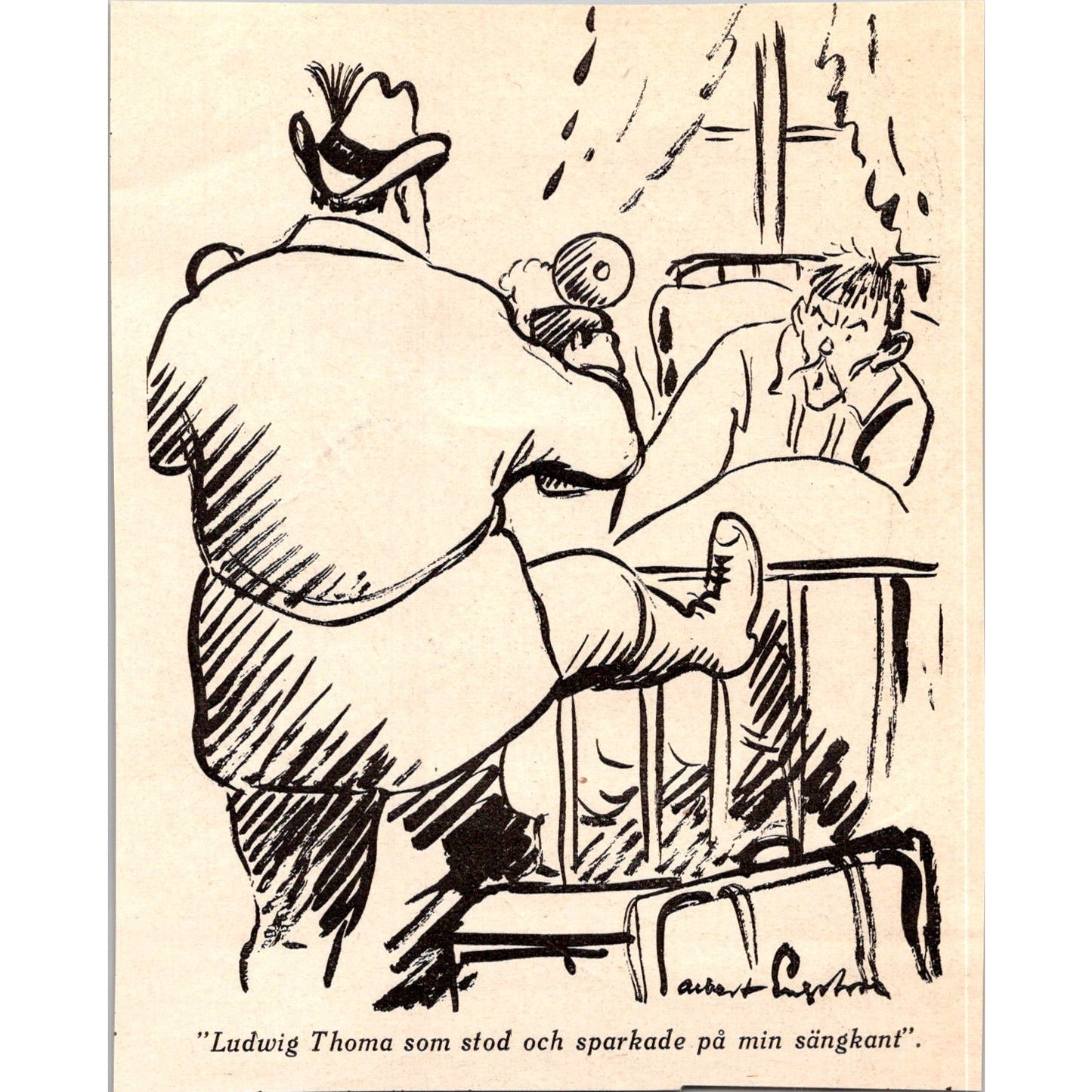 Ludwig Thomas Kicked My Bed Albert Engström 1924 Swedish Cartoon AG9-H4