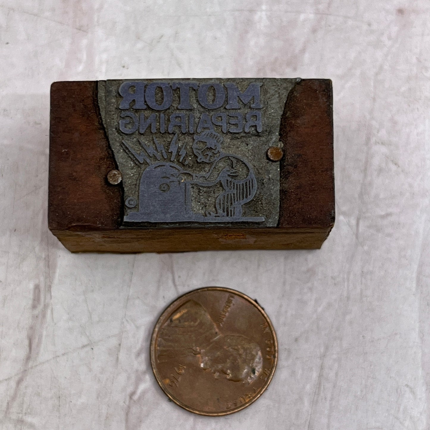 Retro Motor Repairs Vintage Letterpress Printers Block Plate SB8
