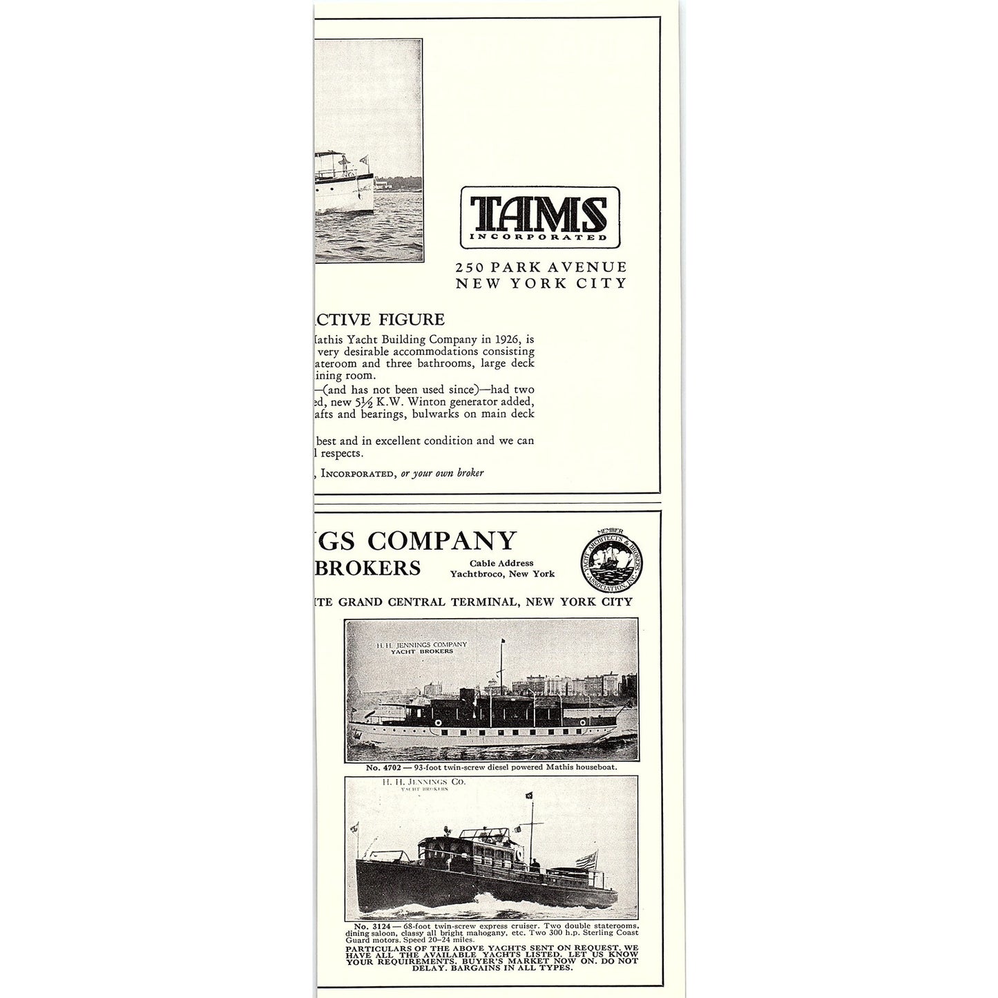 William Gardner & Co Yacht Brokers Broadway NY 1932 AG2-3