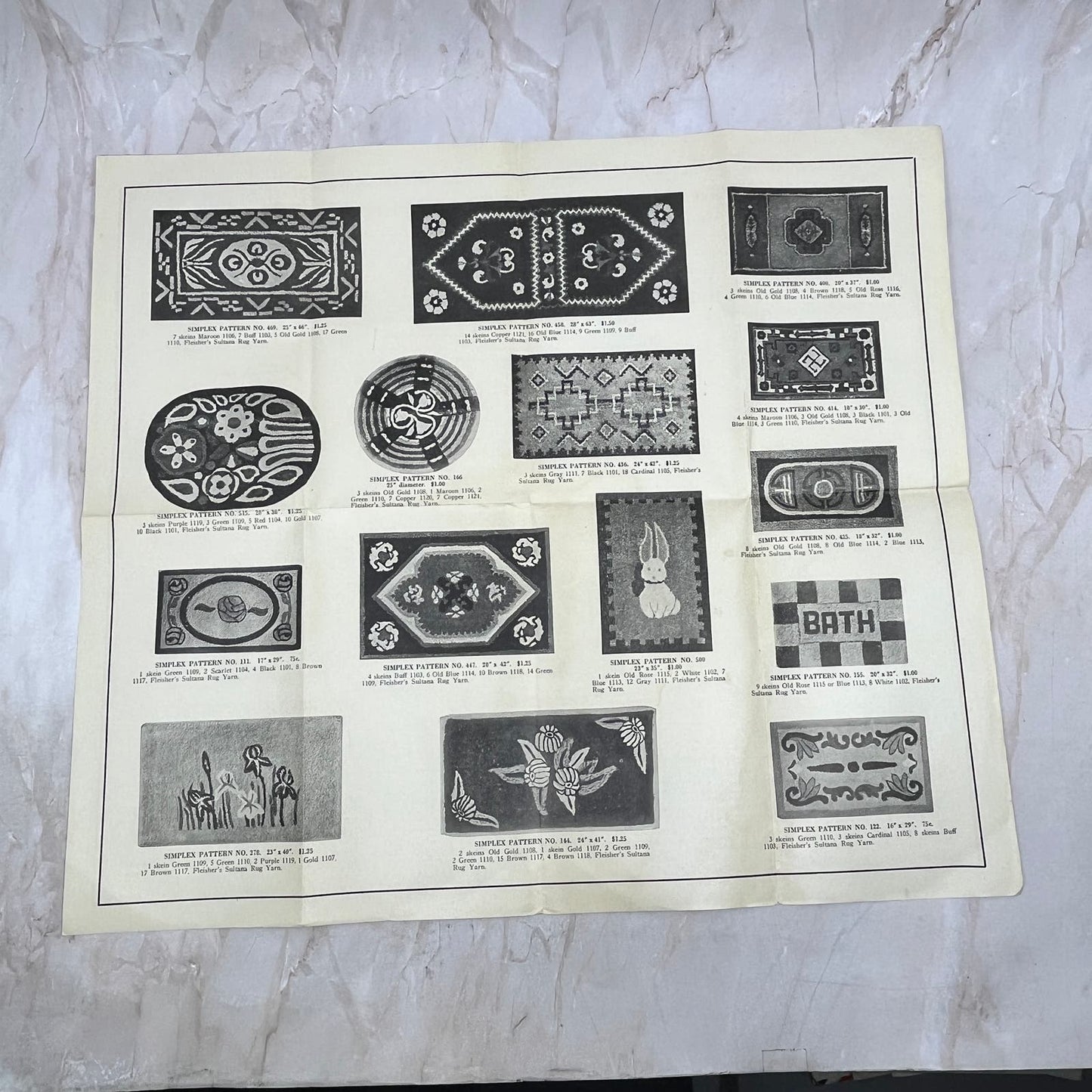 Vtg Instructions for Using the Simplex Needle Fleischer's Sultana Rug Yarn AE3