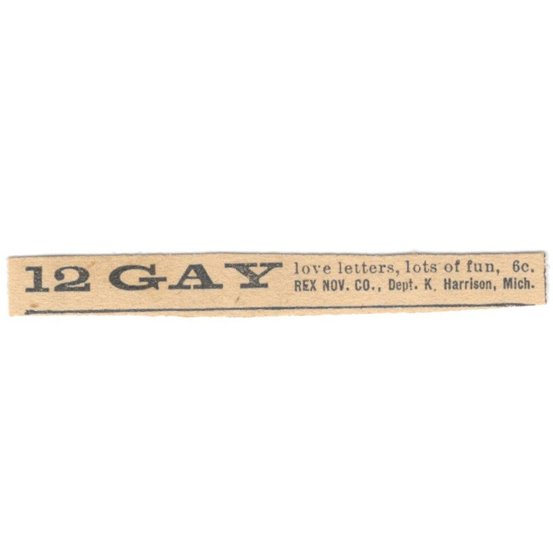 Gay Love Letters Offer Rex Nov. Co. Harrison MI 1910 Magazine Ad AF1-SS7