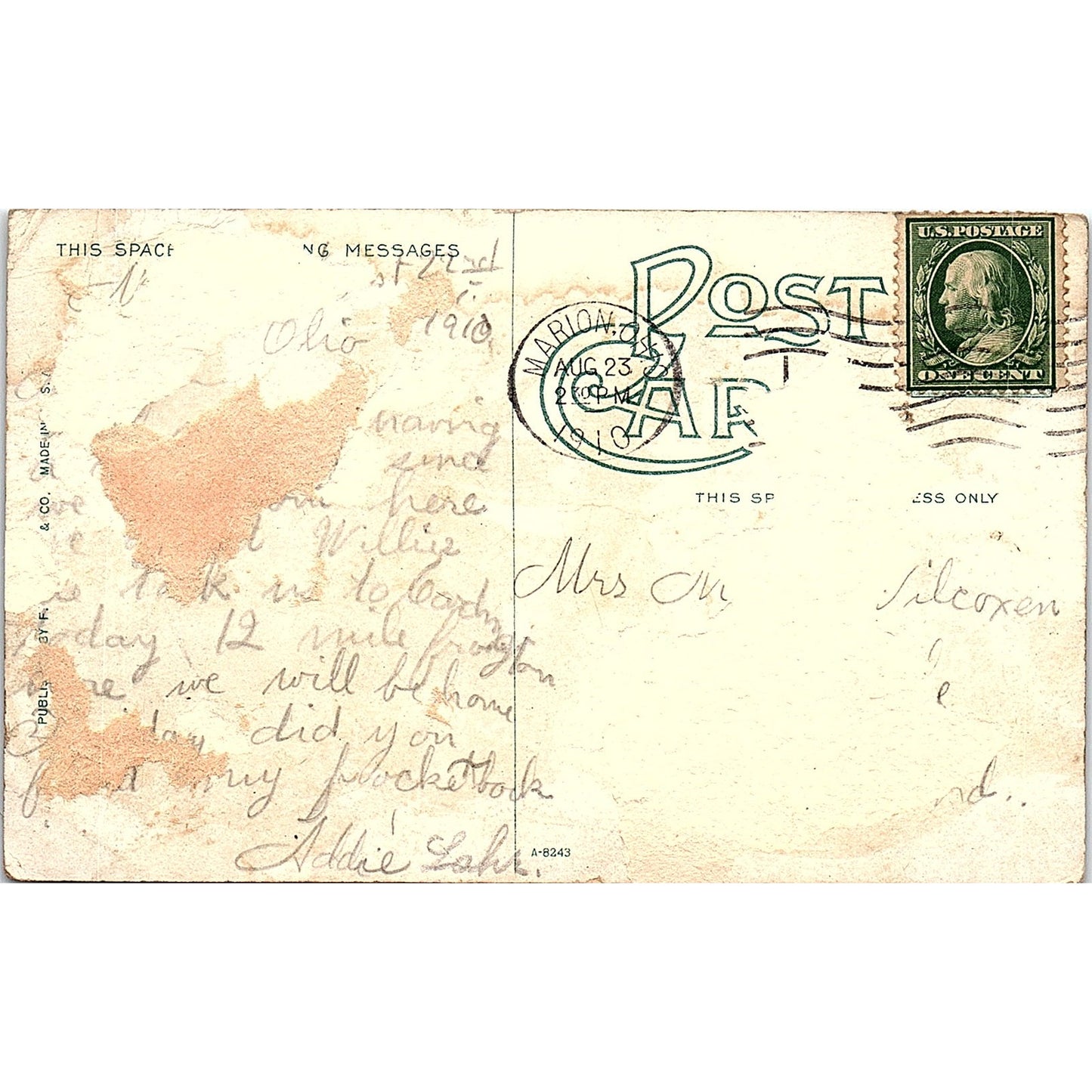 Brightwood Park Marion Ohio 1910 Antique Postcard AG6-M3