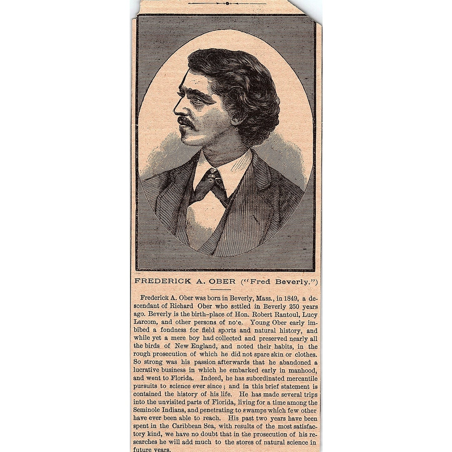 Frederick A Ober Fred Beverly Ornithologist 1878 Article AG2-7