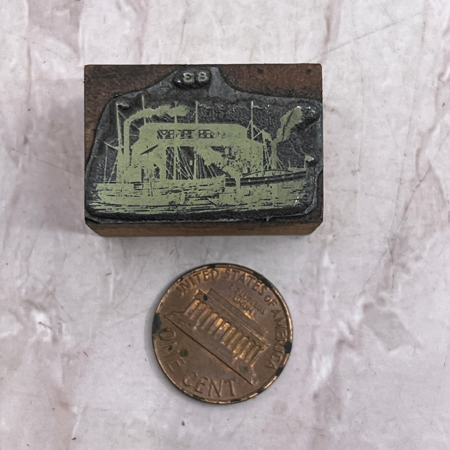 Retro Steamship Boat Vintage Letterpress Printers Block Plate SF5