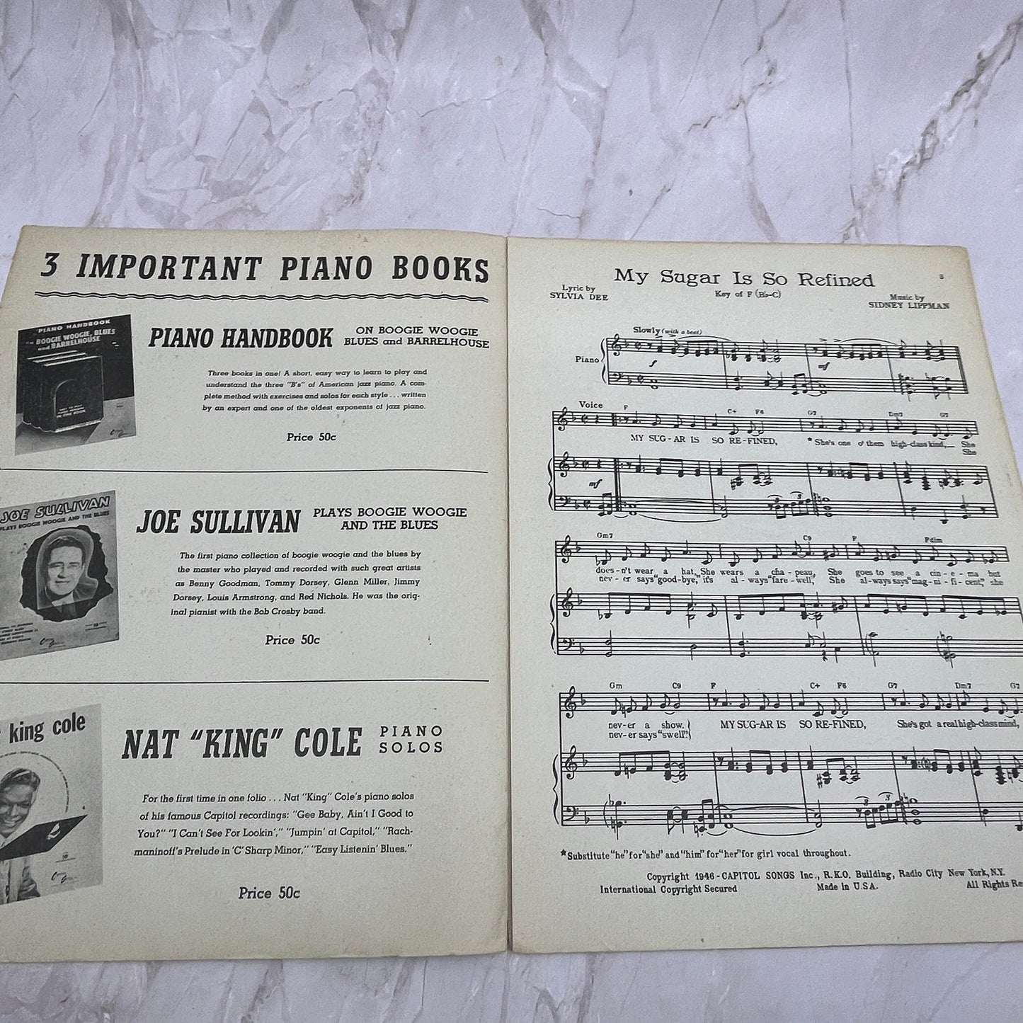 My Sugar is So Refined Sylvia Dee Sidey Lippman Johnny Mercer Sheet Music Ti5