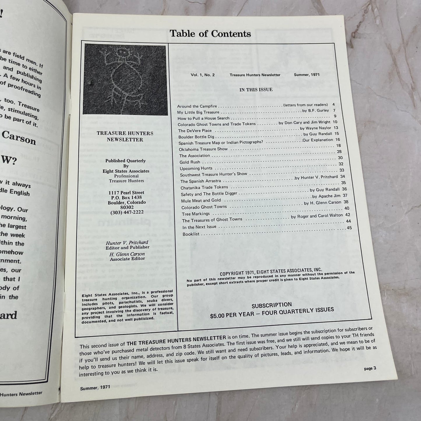 1971 Summer - Treasure Hunters Newsletter - St. Elmo Colorado Ghost Town M19