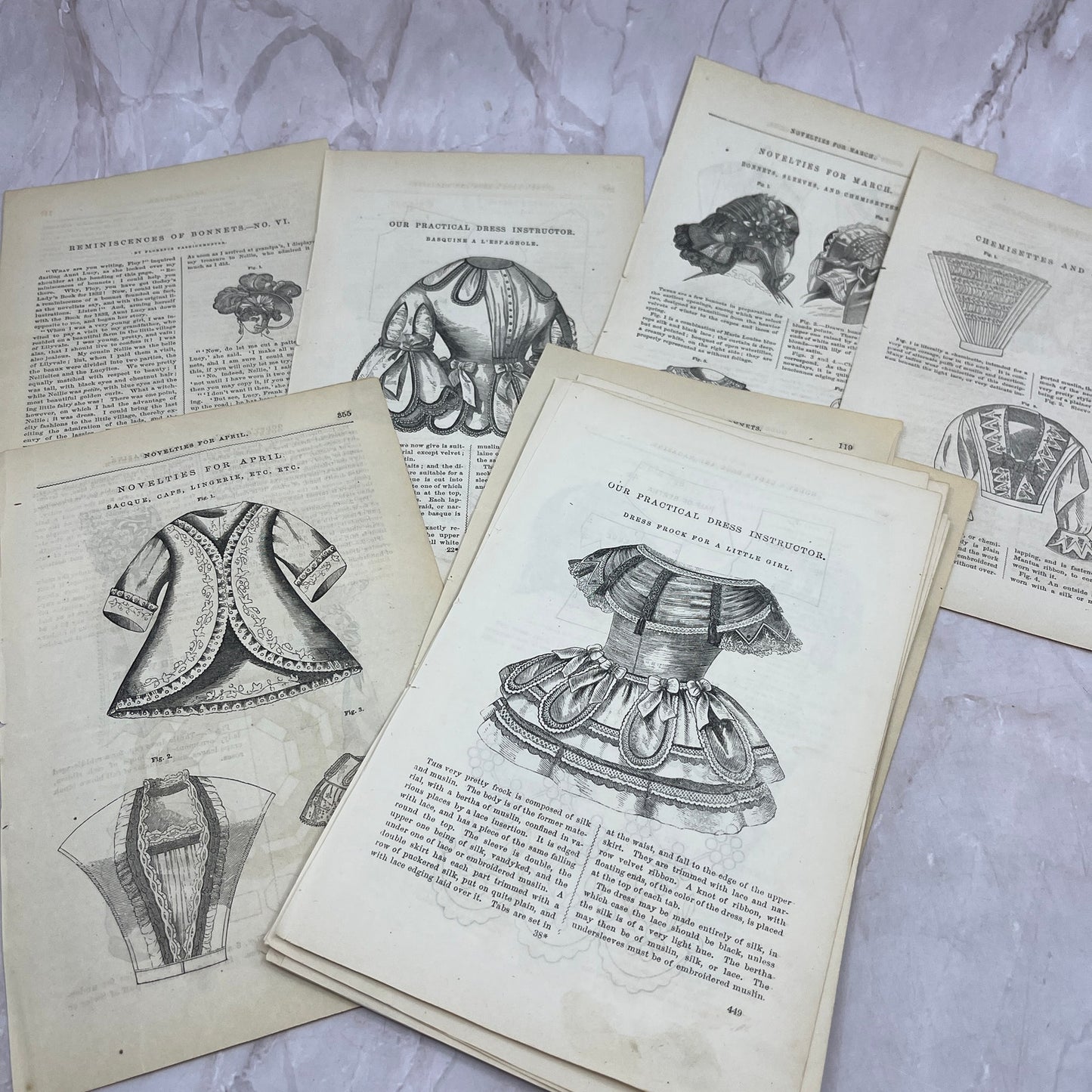 Huge Lot of Original Assorted Fashion Plates From 1857 Godey's Book L3-2-MG5