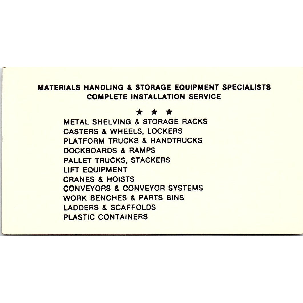Southwestern Materials Handling Co. Jim Novak Houston TX Business Card SB4-B10