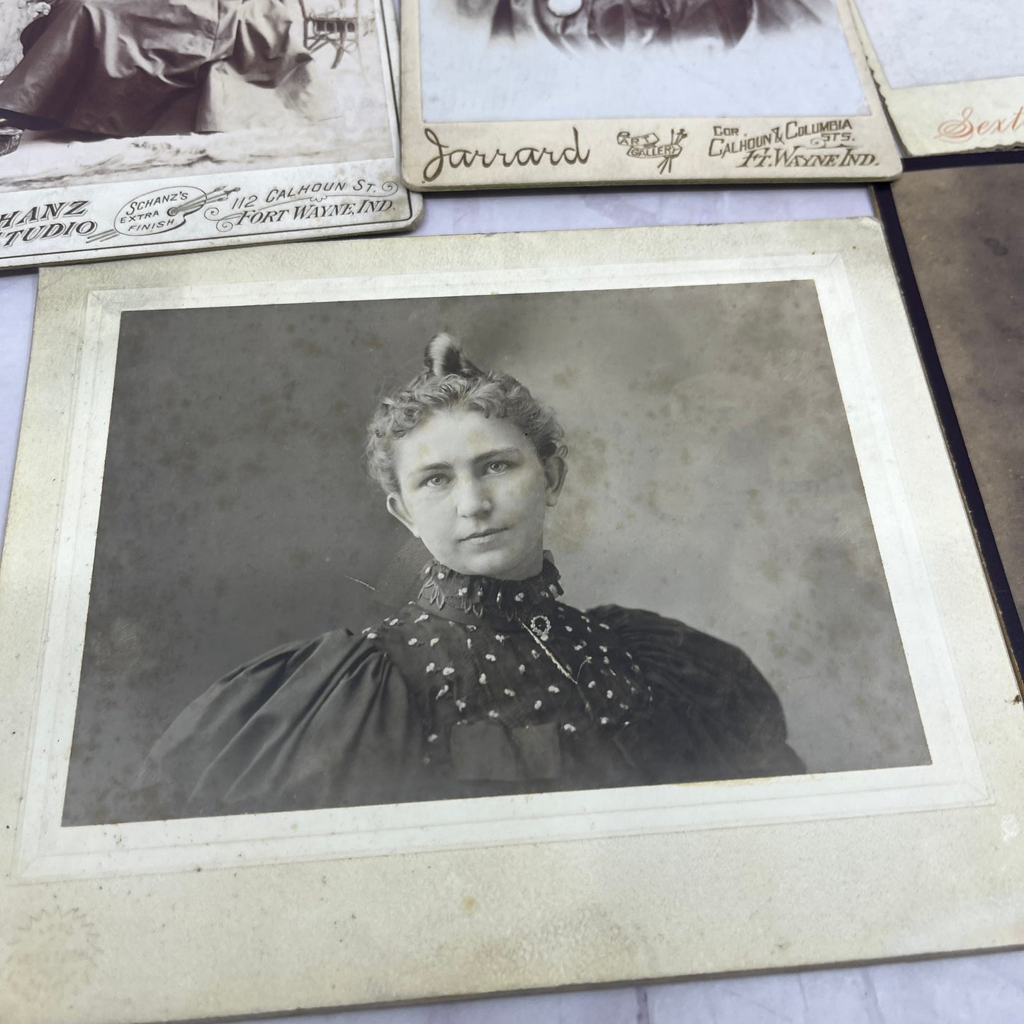 Lot of 5 Antique CDV Card Photos Marked "Anna Burris" Fort Wayne IN Area TK3