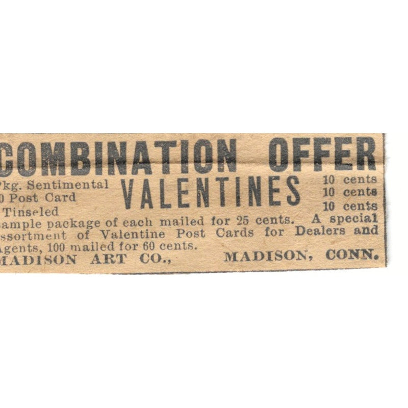 Valentines Offer Madison Art Co Connecticut 1910 Magazine Ad AF1-SS6
