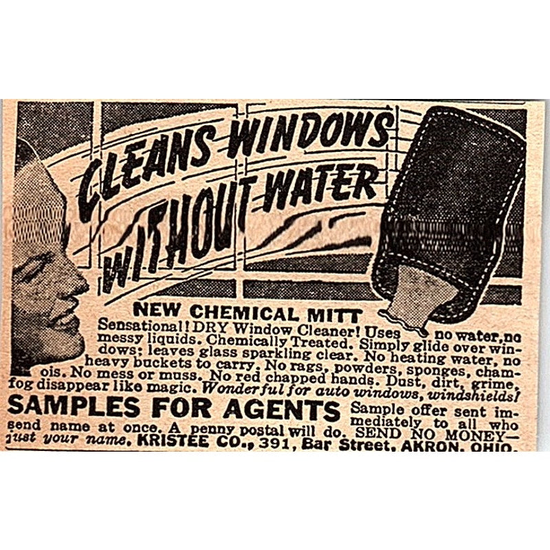 Window Cleaner Chemical Mitt Agent Samples Kristee Co Akron OH 1948 Ad AF8-S2