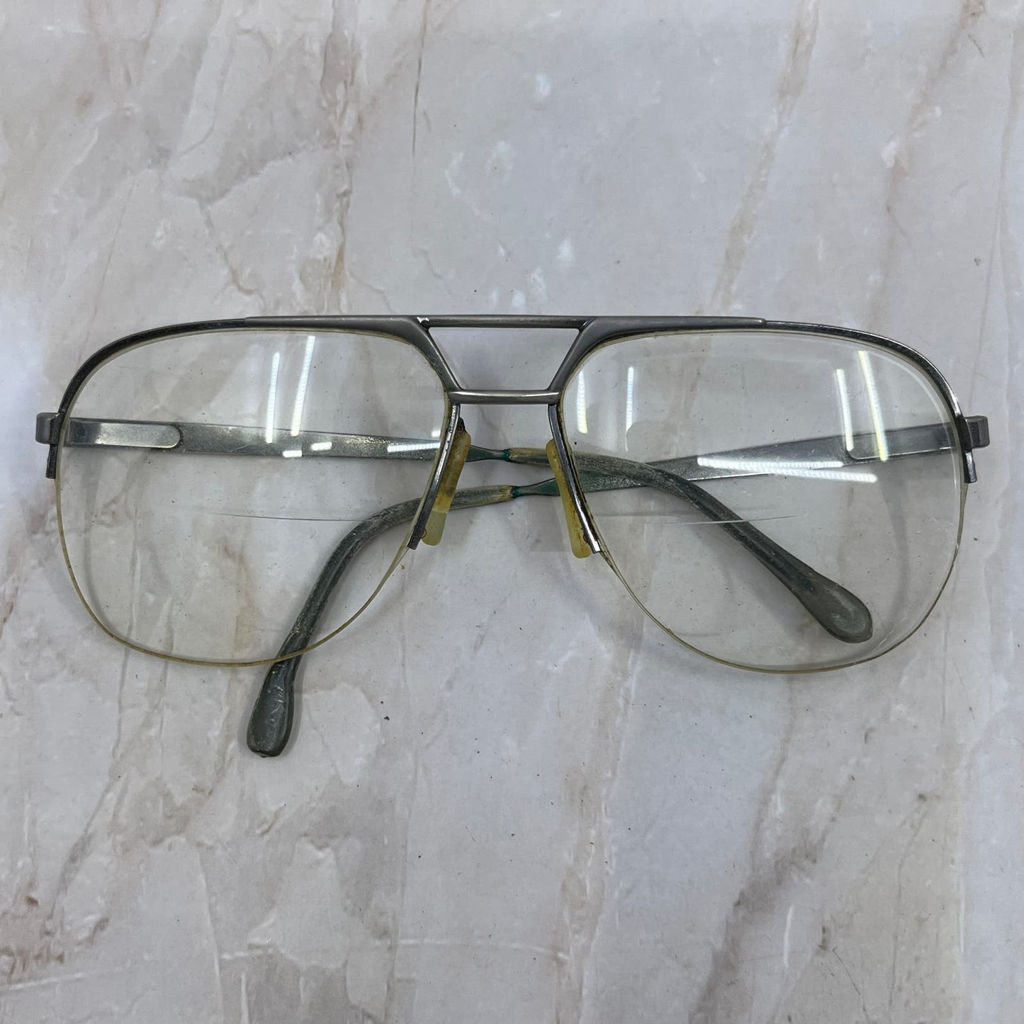 Retro Men’s Half Rim Silver Tone Aviator Sunglasses Eyeglasses Frames TD7-G6-5