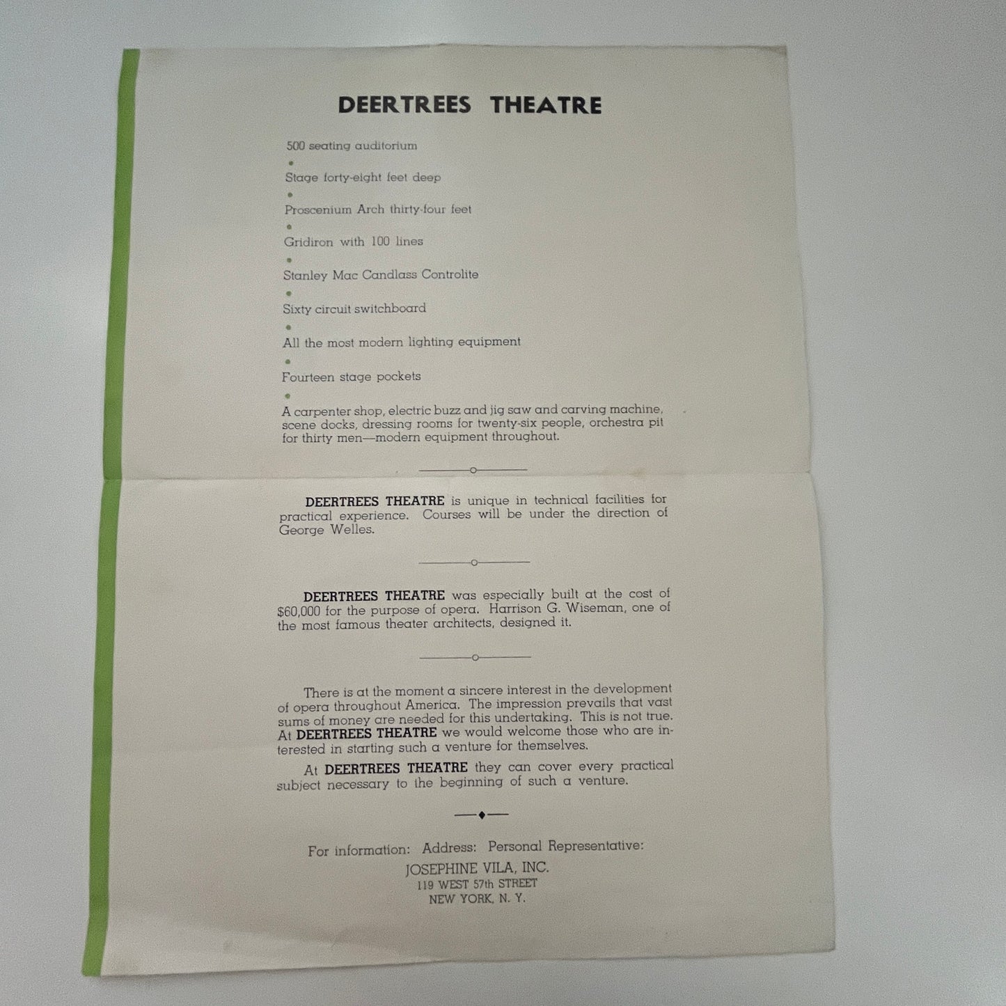 Deertrees Theatre Enrica Clay Dillon Harrison Maine c1940 Leaflet C15