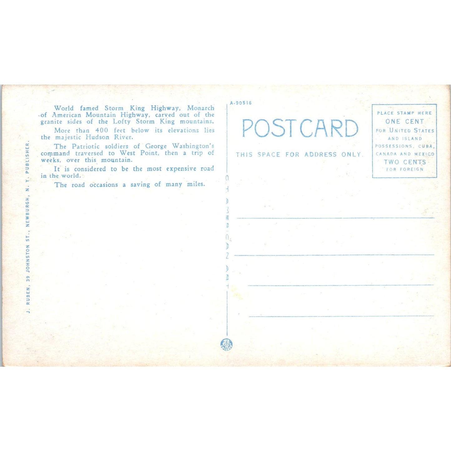 Storm King Highway Along the Hudson River New York Vintage Postcard PD3