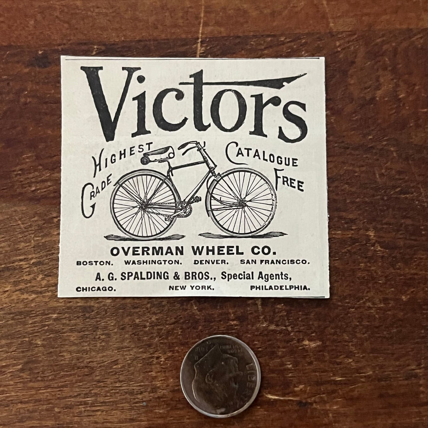 Overman Wheel Co Victors Bicycles A.G. Spalding Original Advertisement AD8-P29