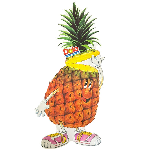 Original 1992 Dole Pineapple Two Sided Advertising Store Display Sign 12x26"