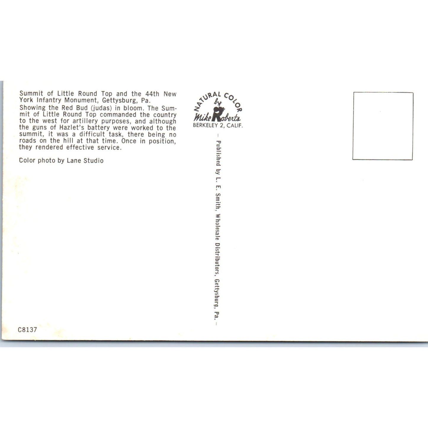 Summit of Little Round Top 44th NY Infantry Monument Gettysburg PA Postcard PD7