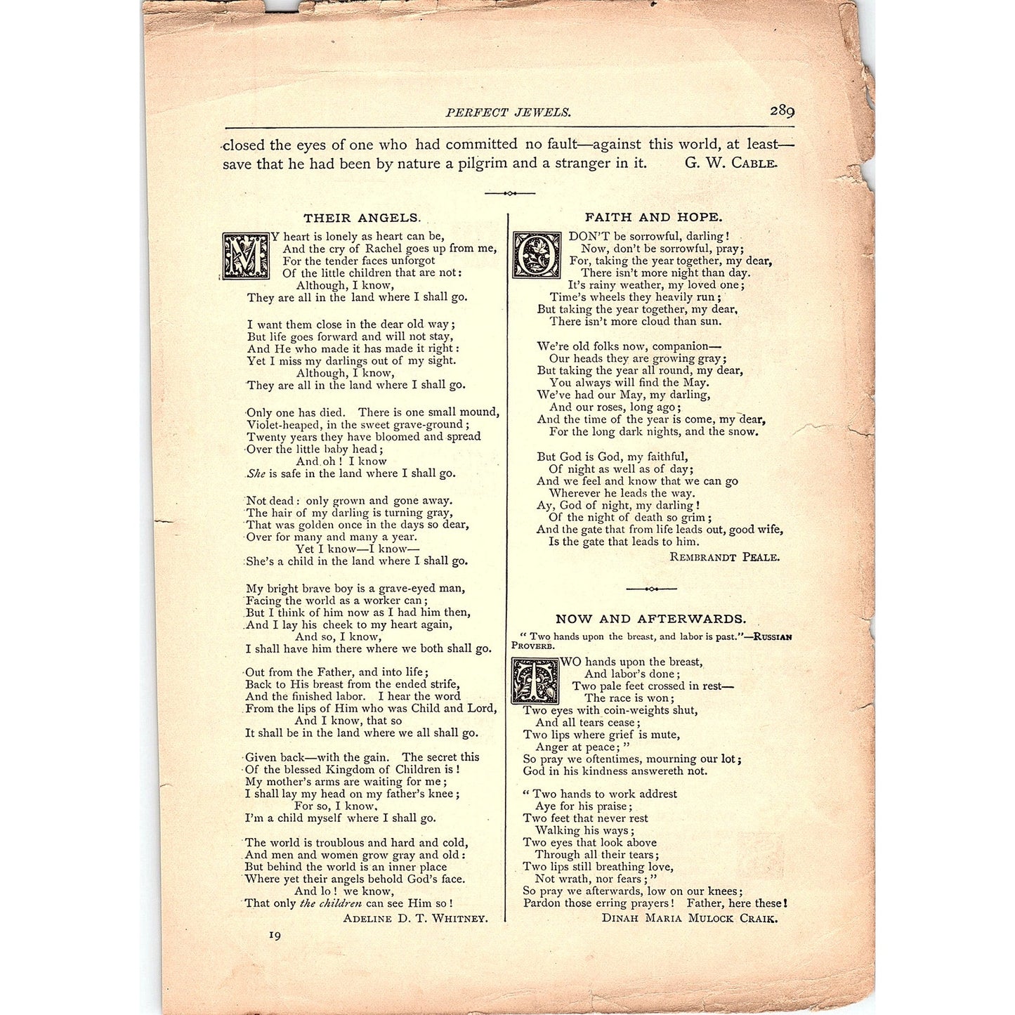 A Golden Sunset - G.W. Cable 4 Pages 1884 Poem TA5-CJ-6