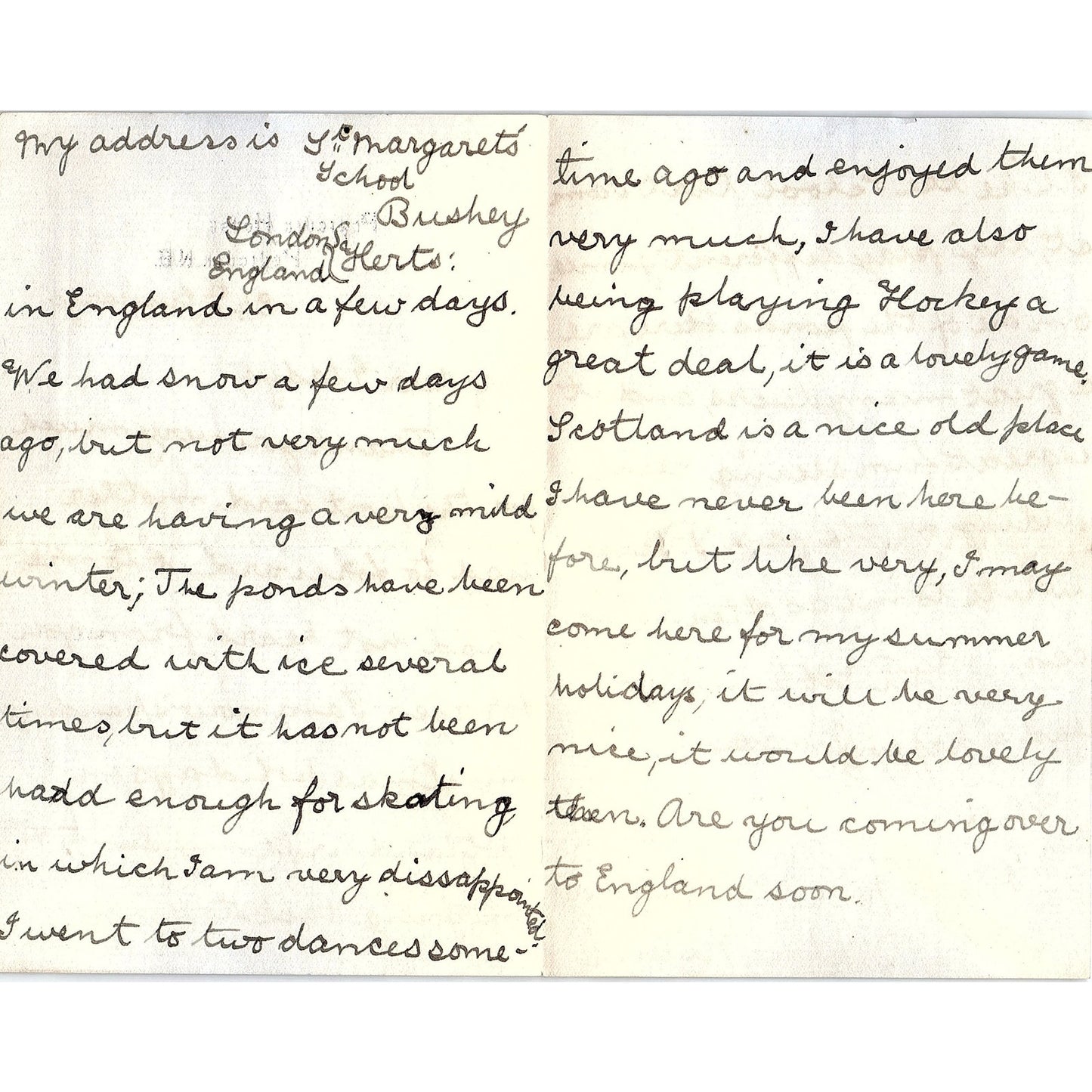 c1900 Handwritten Letter Penicuik House Daphne Napier Penicuik NB AF4-2