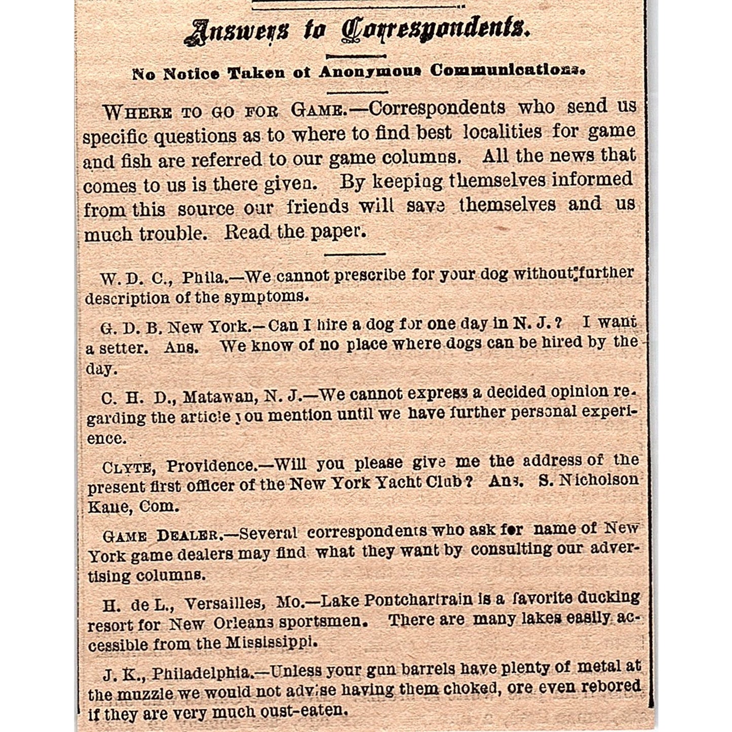 Answers to Correspondents - Where to Go For Game 2 Pages 1878 Article AG2-7