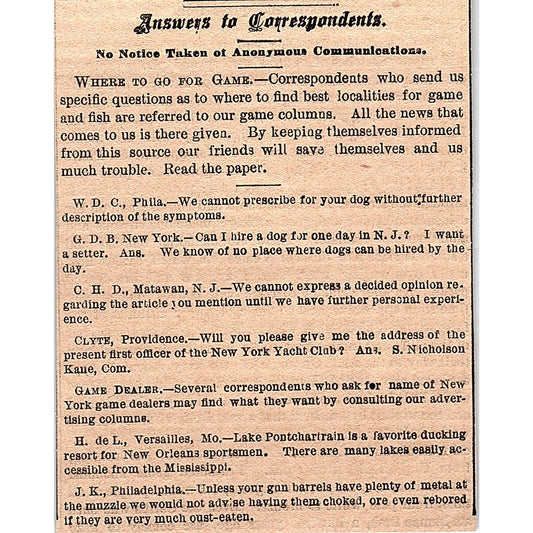 Answers to Correspondents - Where to Go For Game 2 Pages 1878 Article AG2-7
