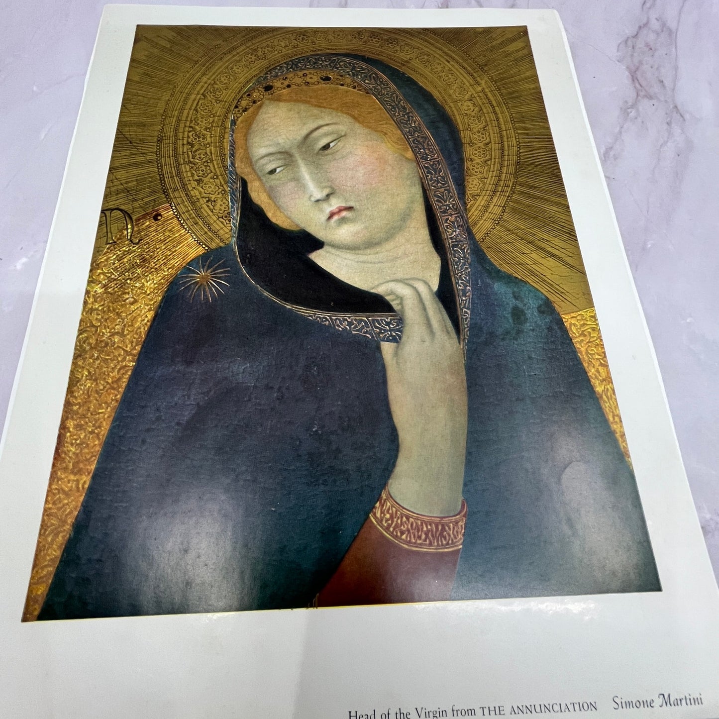 Head of the Virgin From The Annunciation Simone Martini 9x12" Art Print V22