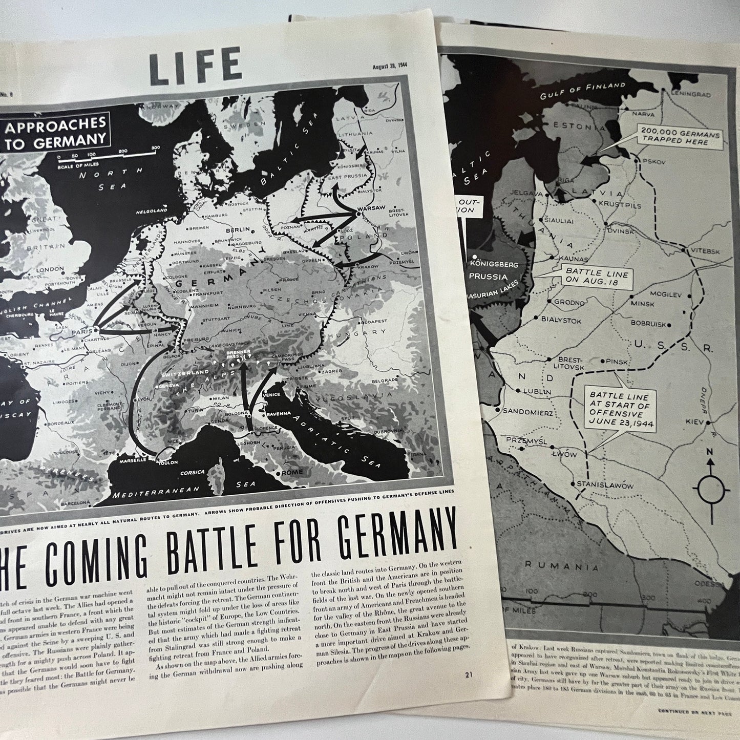 1944 The Coming Battle for Germany 4 Pages 1940s WWII Era Article V29-5