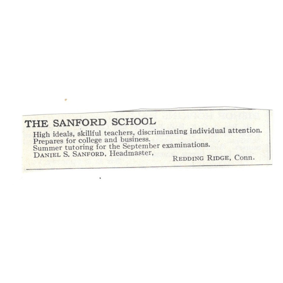 The Sanford School Redding Ridge CT Daniel S. Sanford c1920 Harper's Ad AG4-S6