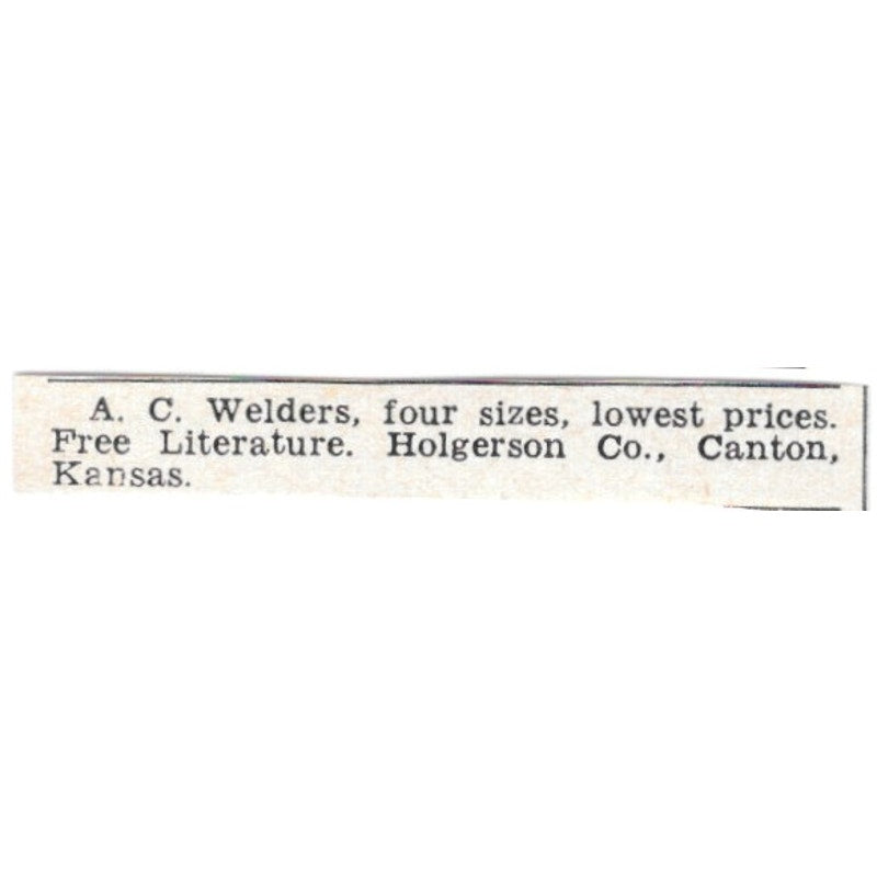 A.C. Welders - Holgerson Co, Canton KS 1955 Ad AG1-S7