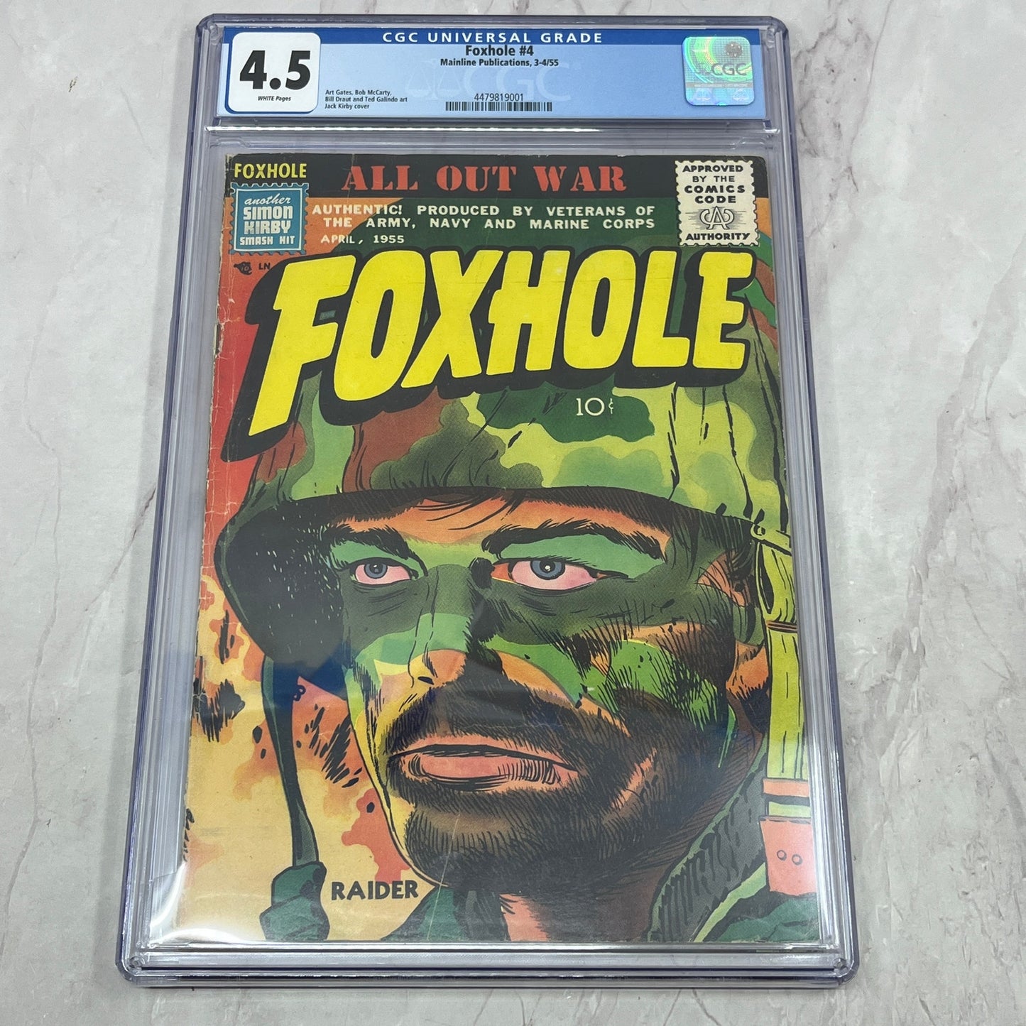 Foxhole #4 1955 CGC 4.5 White Pages Jack Kirby Cover