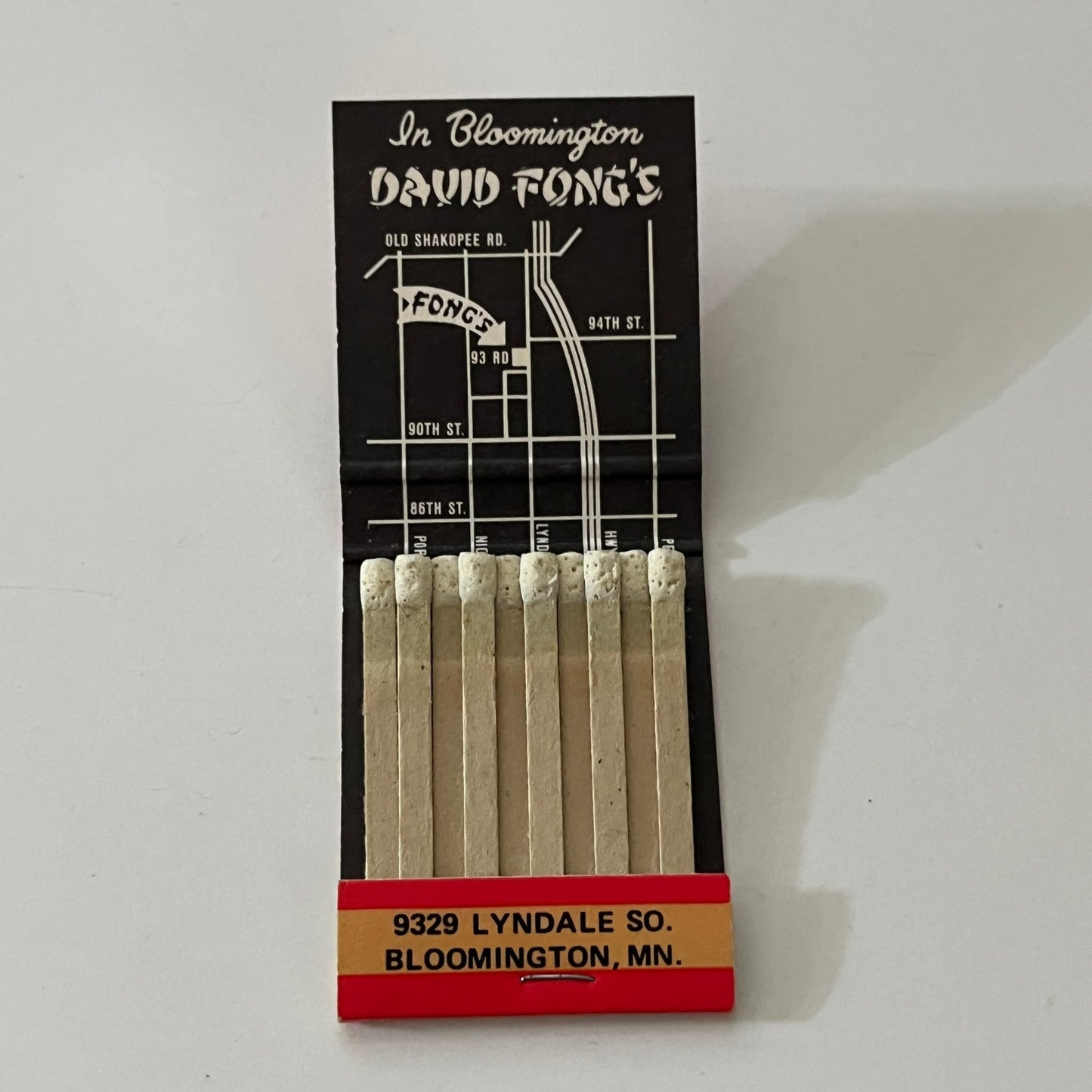 David Fong's Cantonese Food Bloomington MN Matches Vintage Matchbook SC4-R7