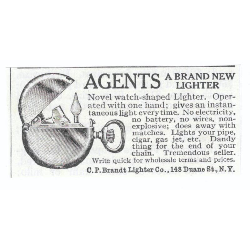 C.P. Brandt Lighter Co NY 1913 Magazine Advertisement AE7-N8