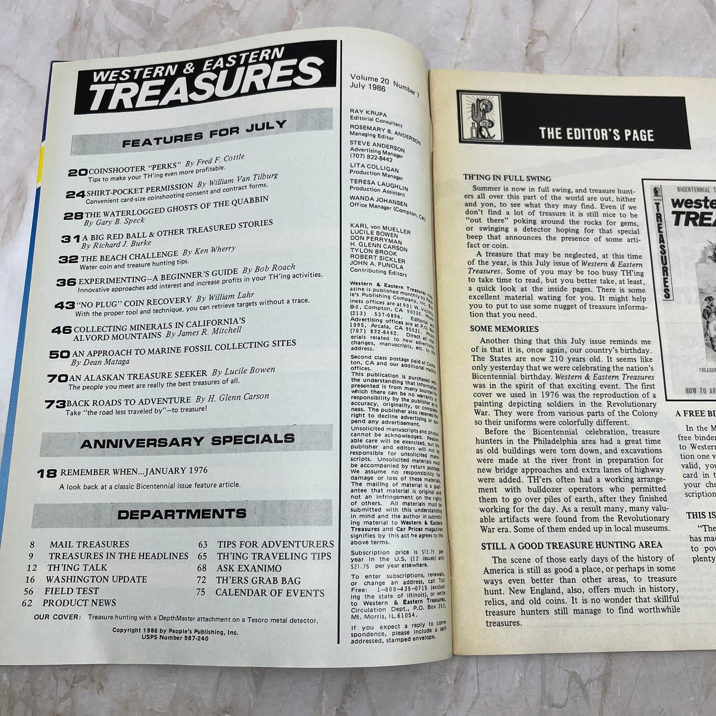 1986 July - Western & Eastern Treasures Magazine - Treasure Hunting Gold M12