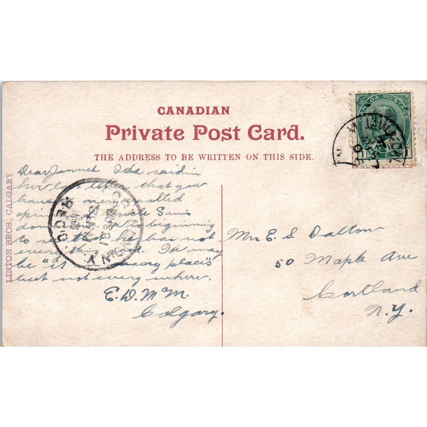 1906 Uncle Sam Canada Has Me Beaten Vintage Postcard PD1