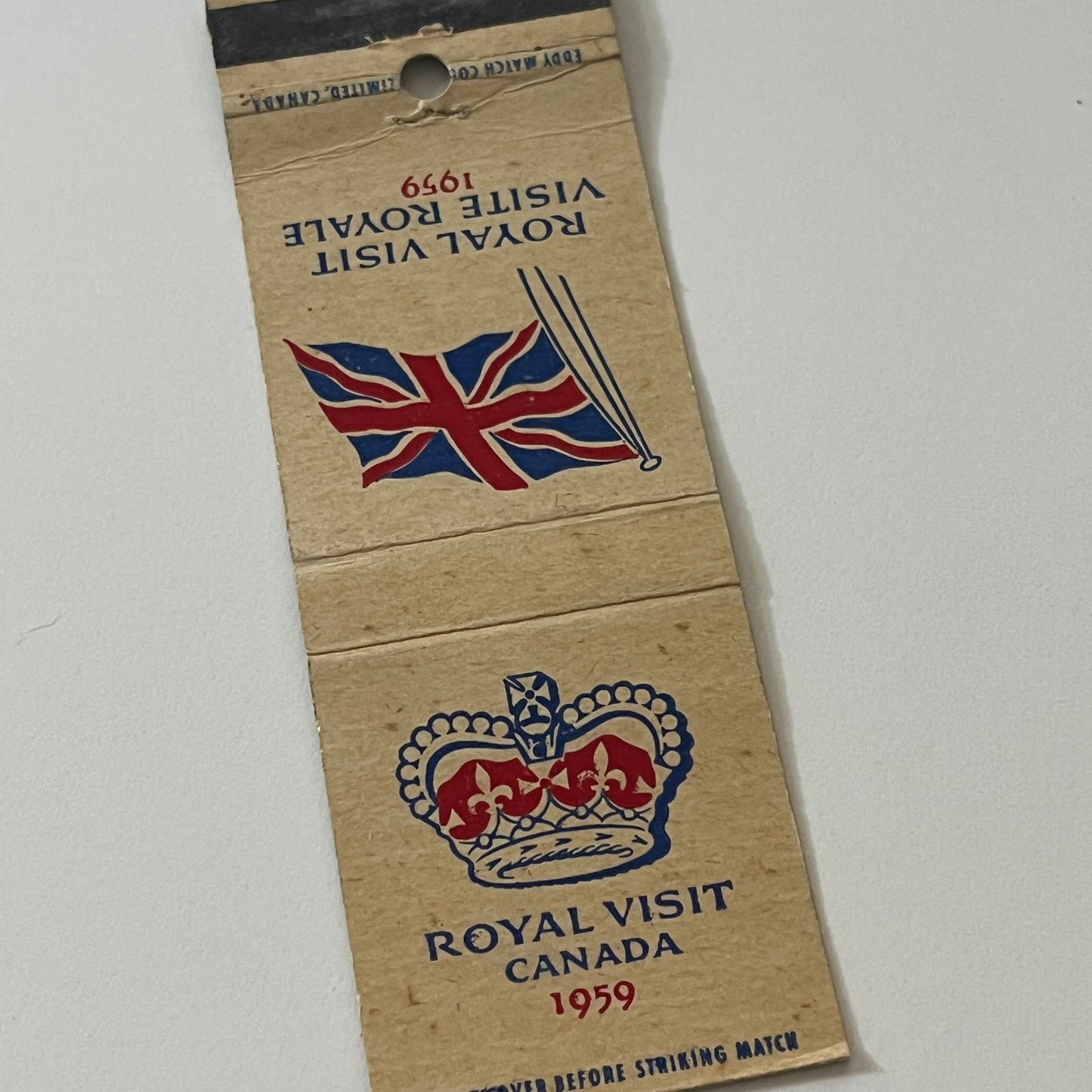 1959 Royal Visit Canada Souvenir Vintage Matchbook Cover TB6-MB2-5