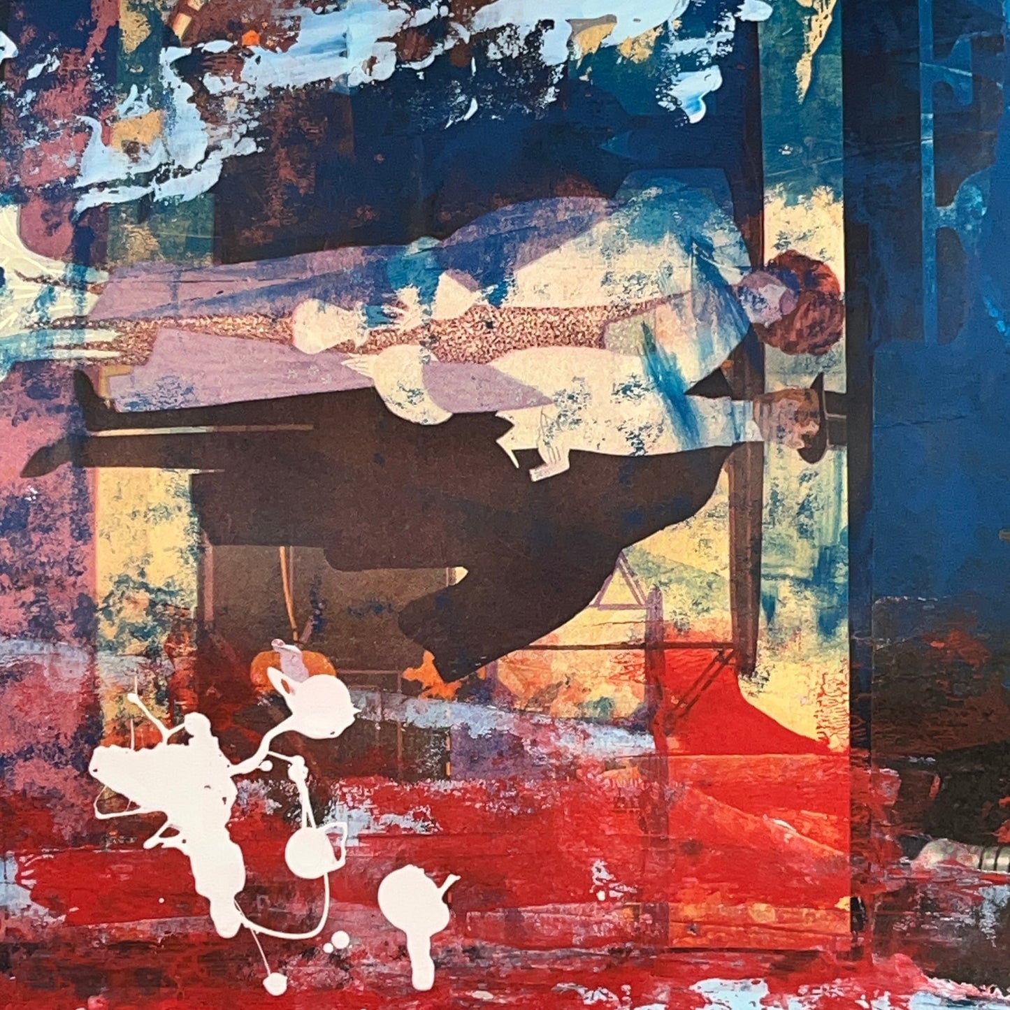 Original Mixed Media Abstract Modern Art Painting 24x36 "Agnew Quits" Signed