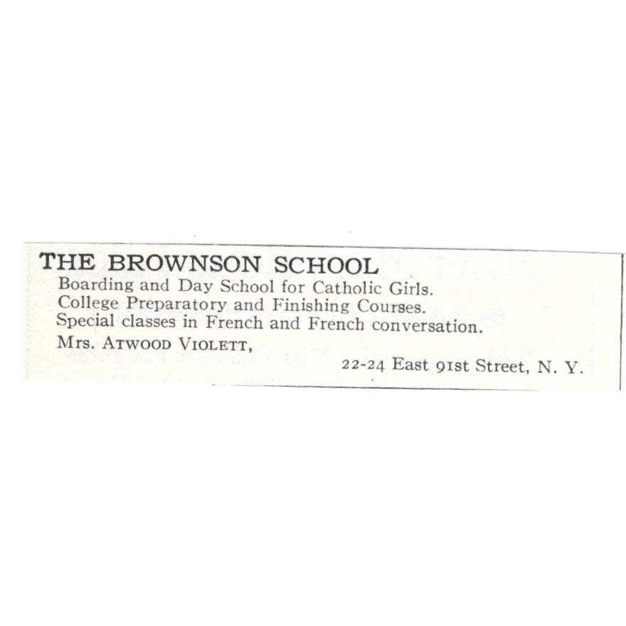 The Brownson School Ms. Atwood Violett NY 1924 Magazine Ad AD8-O7